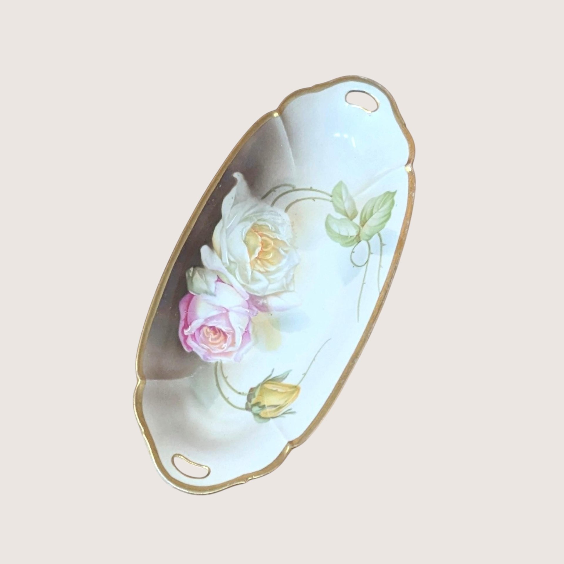 1920s Suhl Germany Floral Porcelain Celery Tray