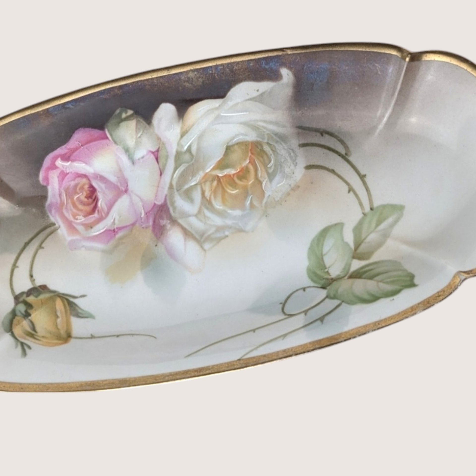 Antique Suhl Germany Porcelain Floral Celery Tray