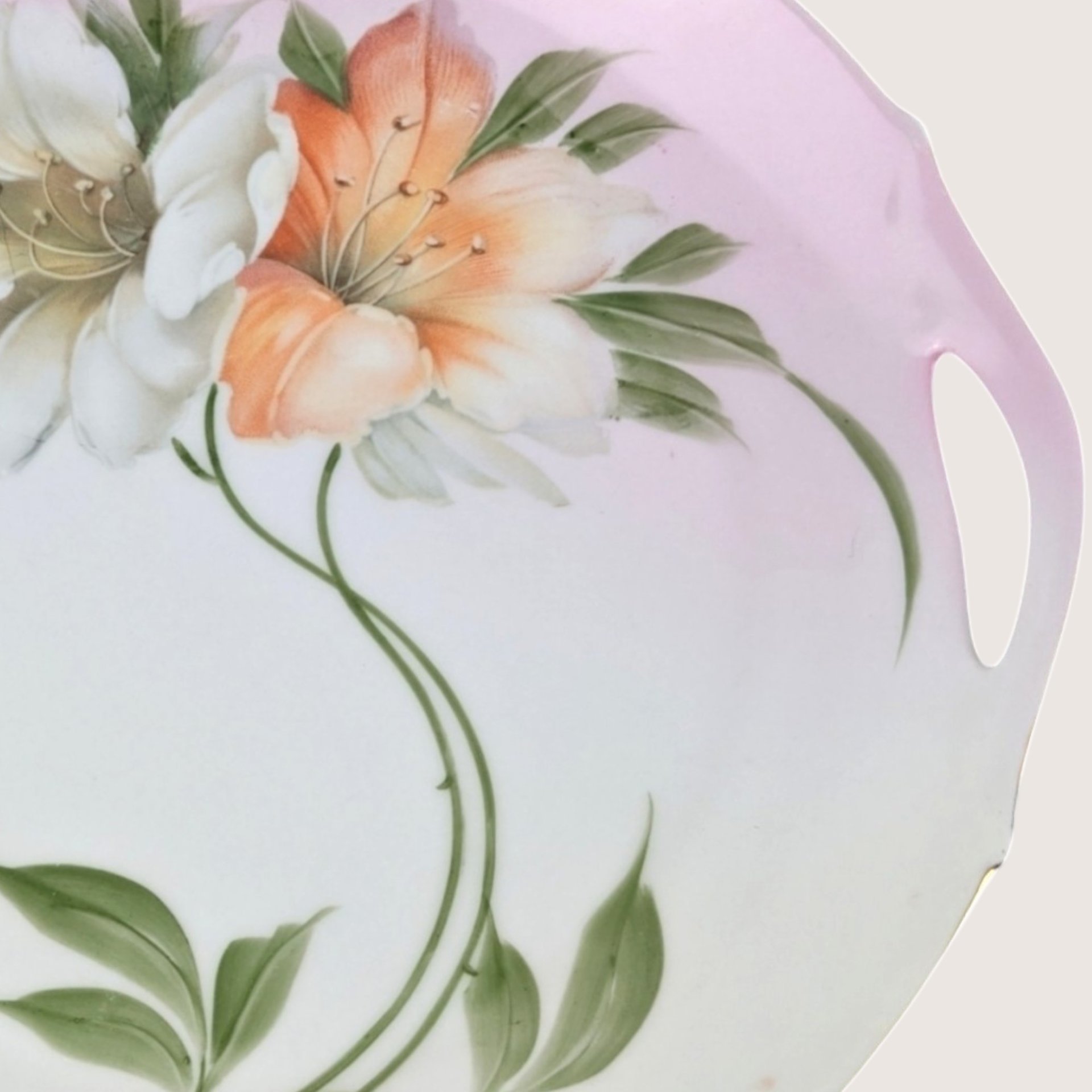 1910s ZS Co Bavaria Porcelain Handled Cake Plate