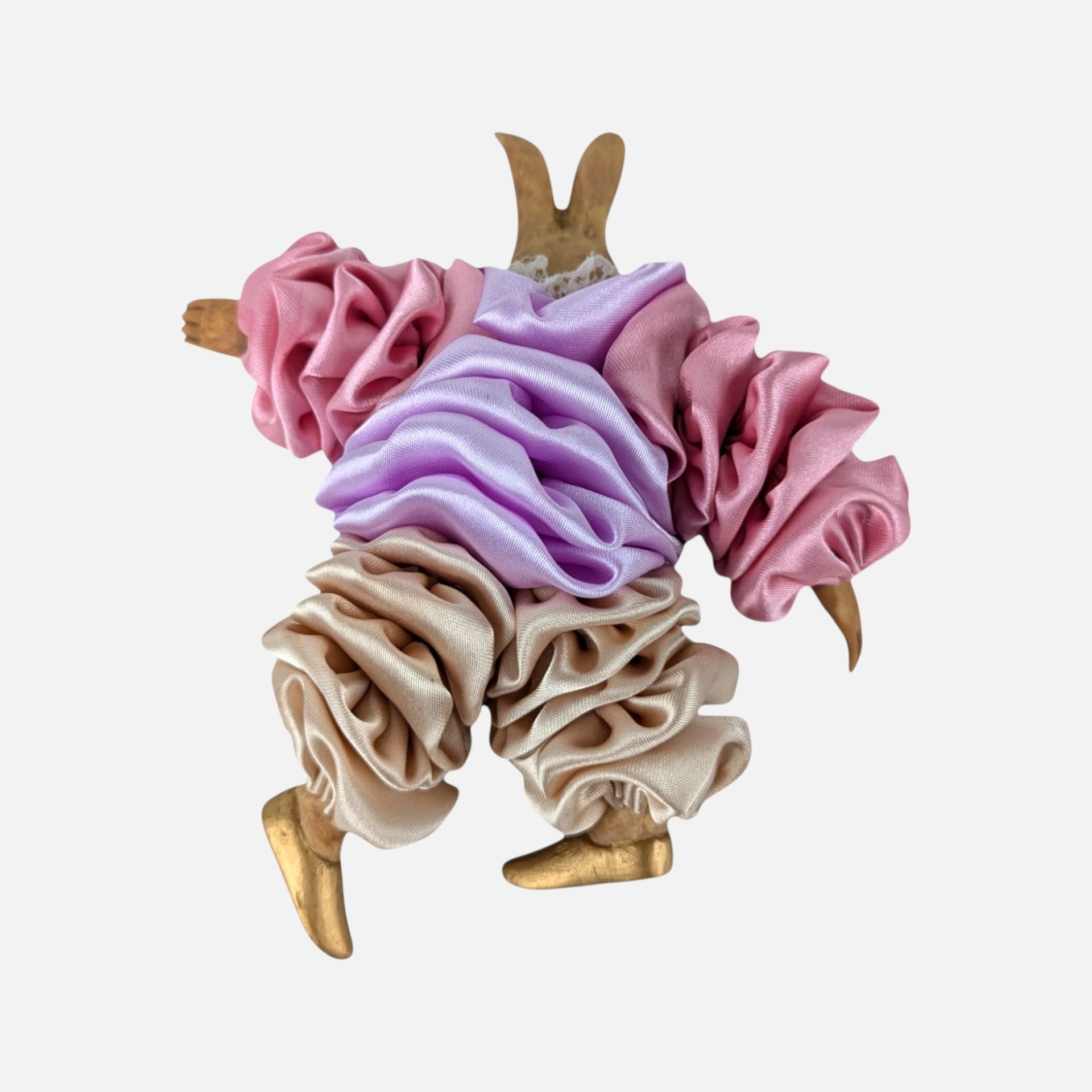 1990s Pastel Satin Pierrot Whimsical Style Rabbit Ornament