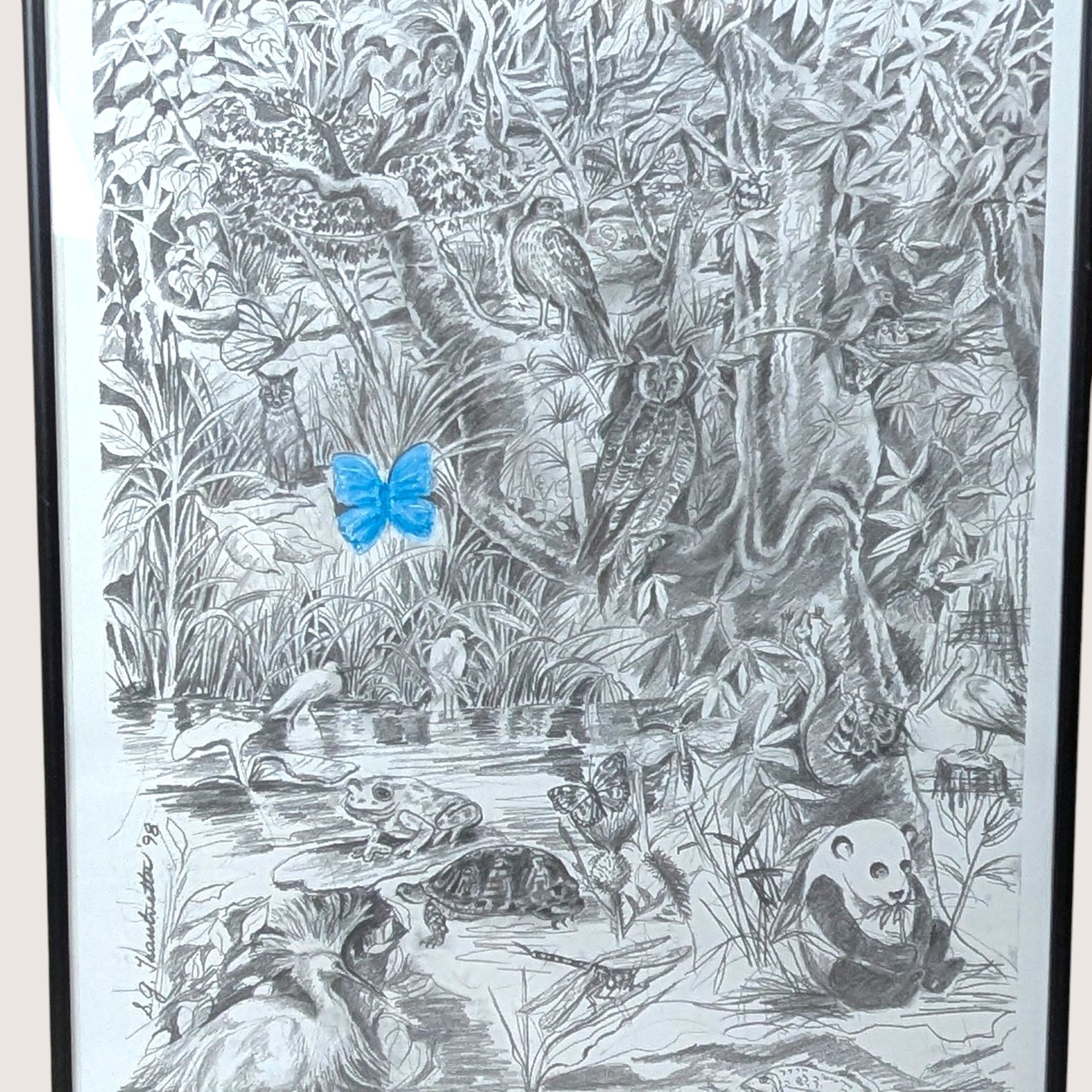 1998 S.G. Thautatta Signed Surrealist Jungle Nature Framed Print