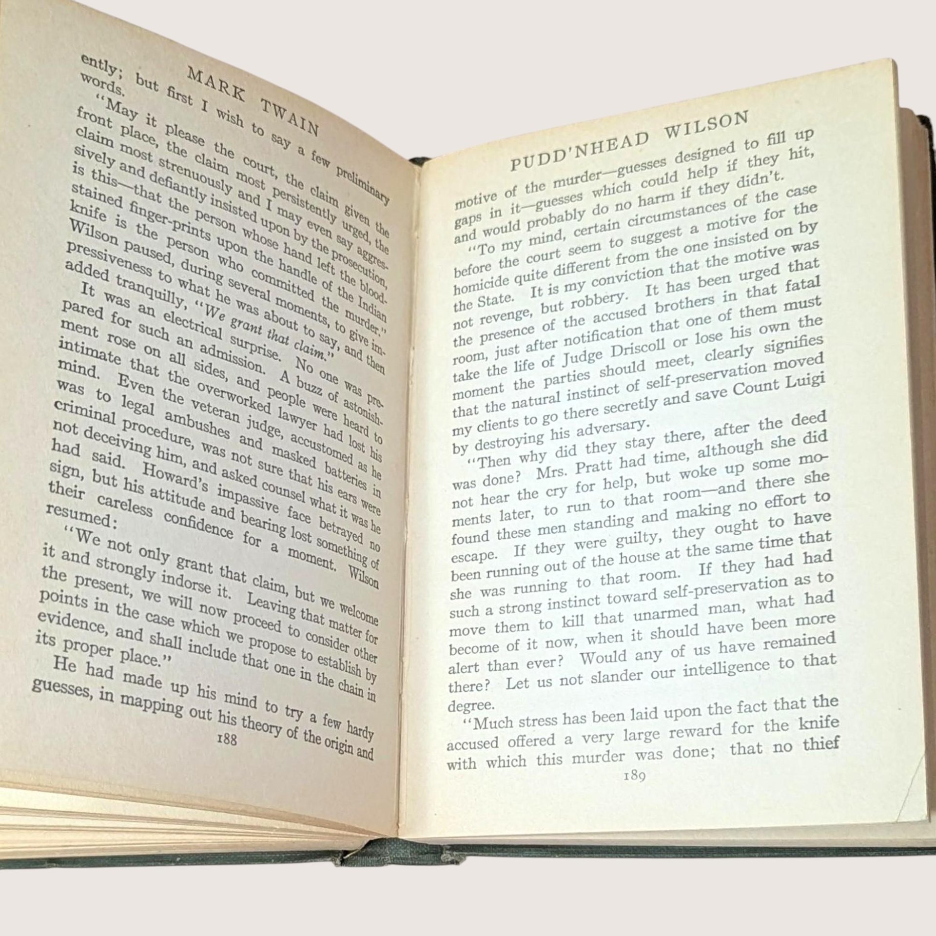 1922 Puddnhead Wilson by Mark Twain