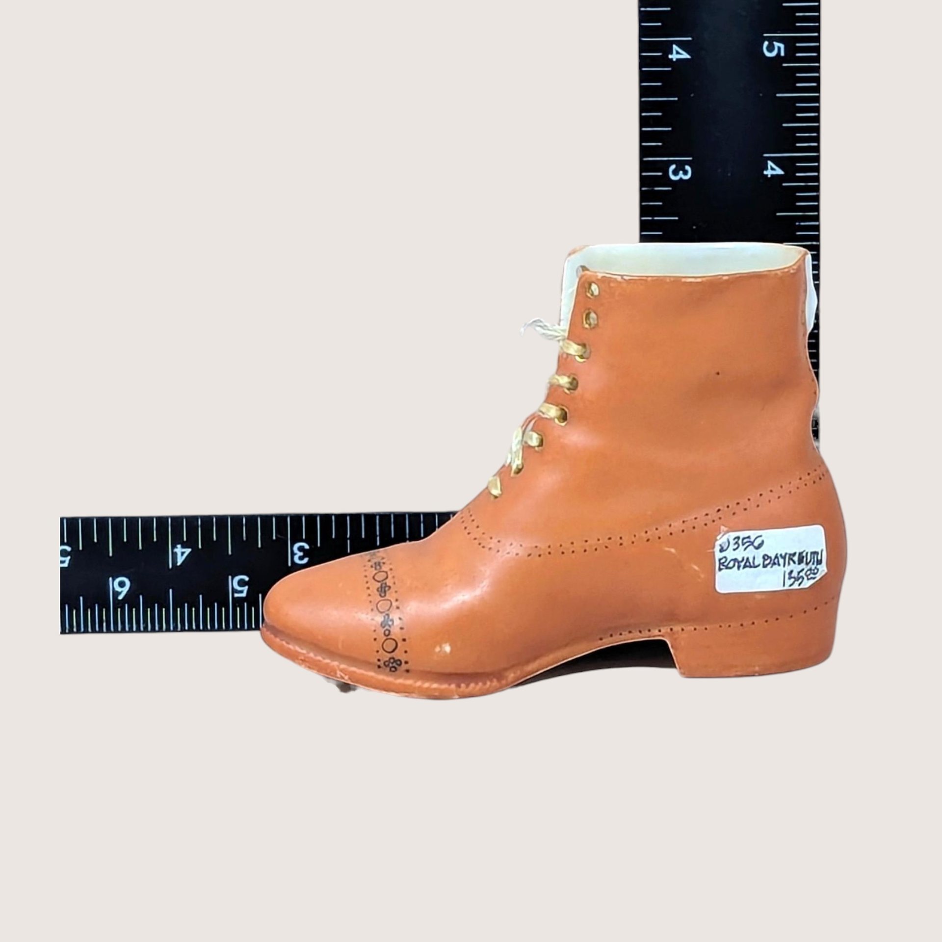 1910s Unmarked Men's High Top Ceramic Shoe Figurine