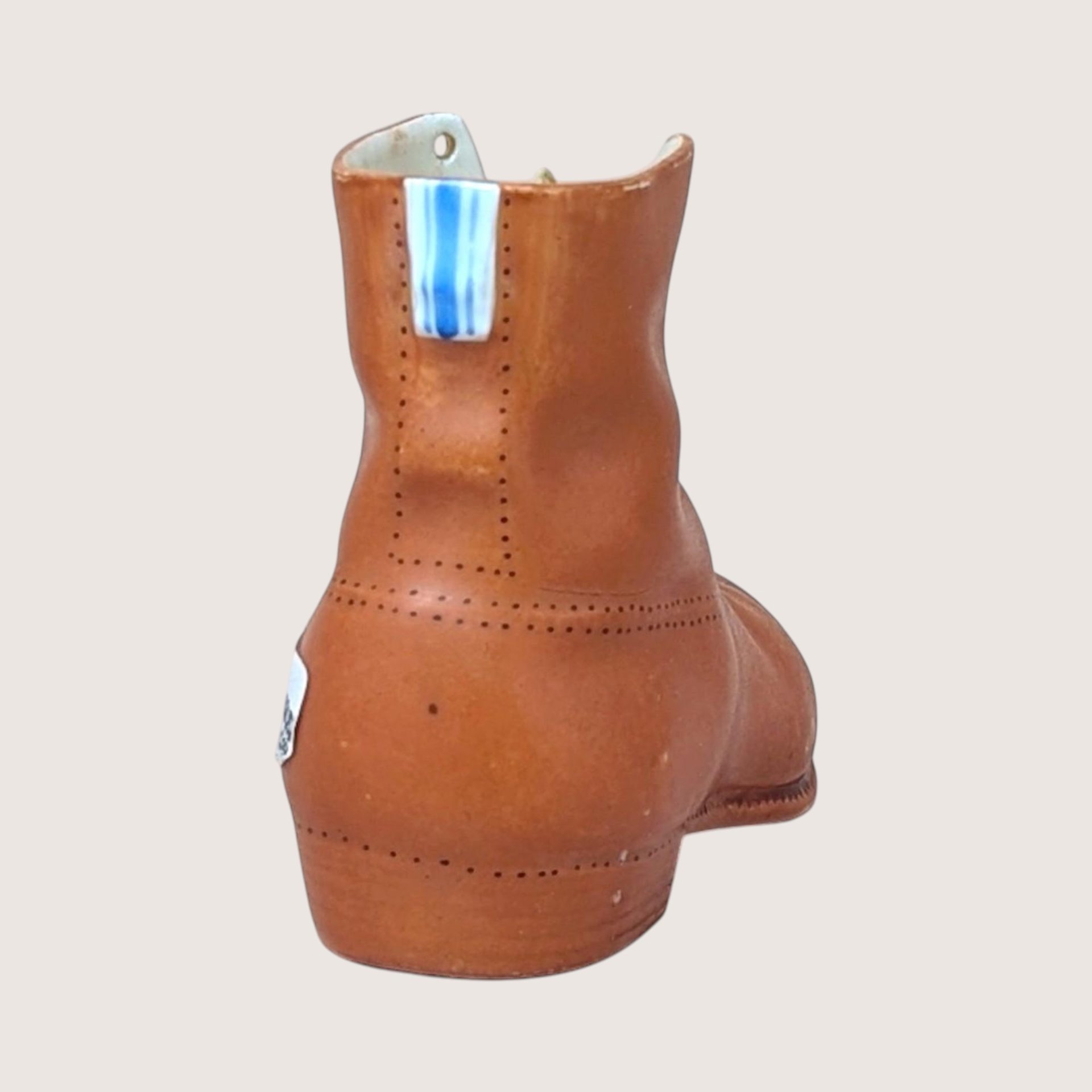 1910s Unmarked Men's High Top Ceramic Shoe Figurine