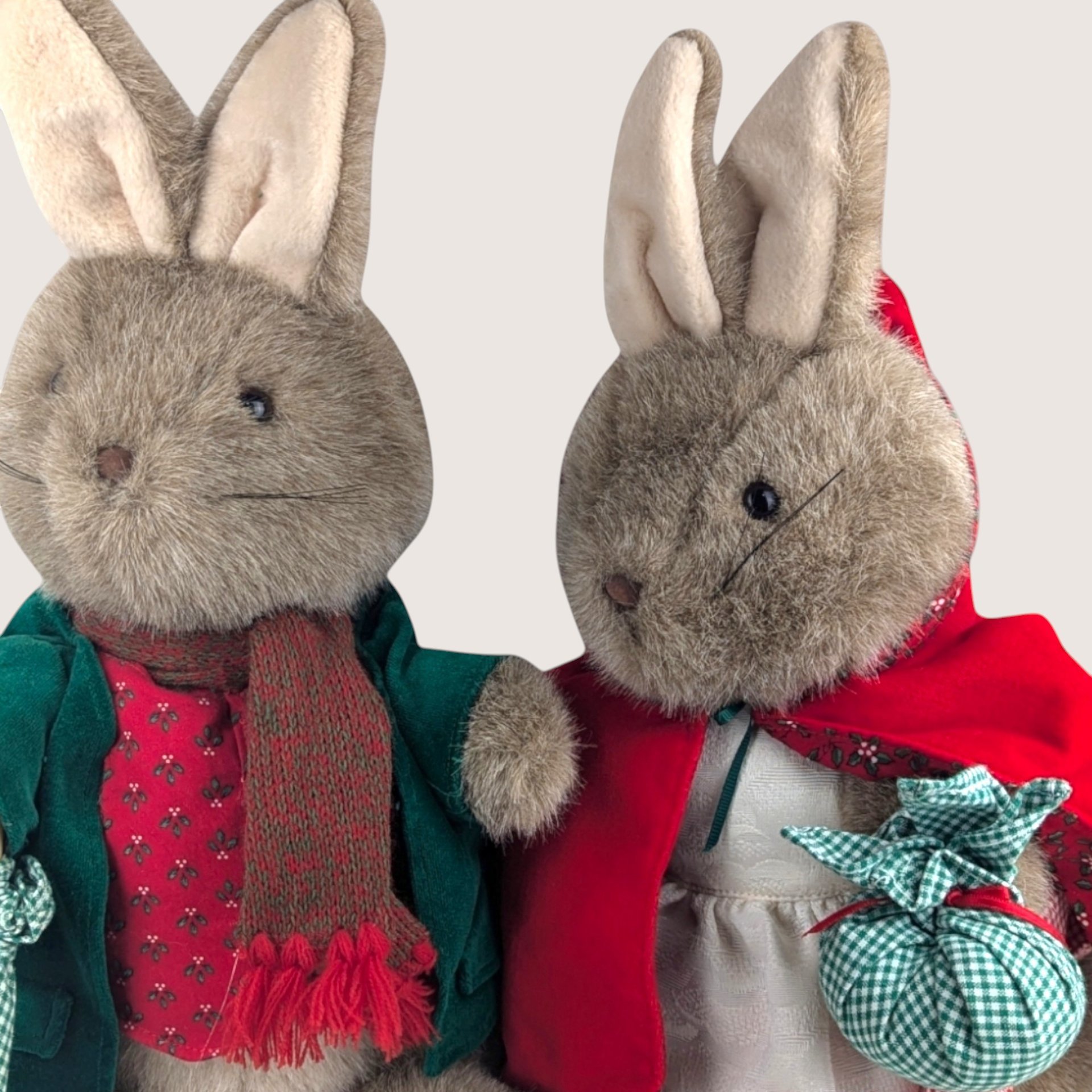 1980s Eden Toys Plush Peter Rabbit and Mrs Rabbit Pair