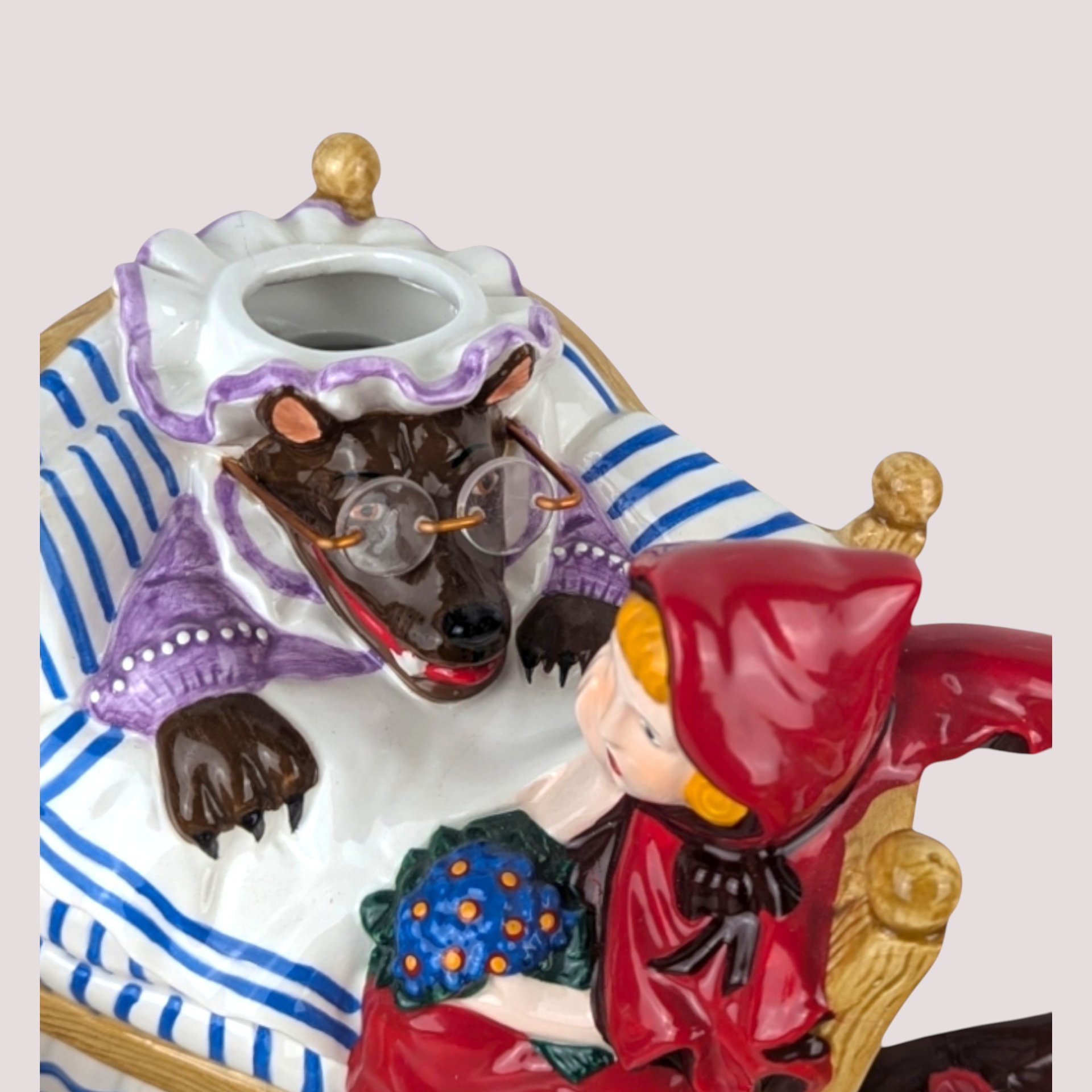 1990s Dept 56 Ceramic Little Red Riding Hood Teapot and Tea Cup Set