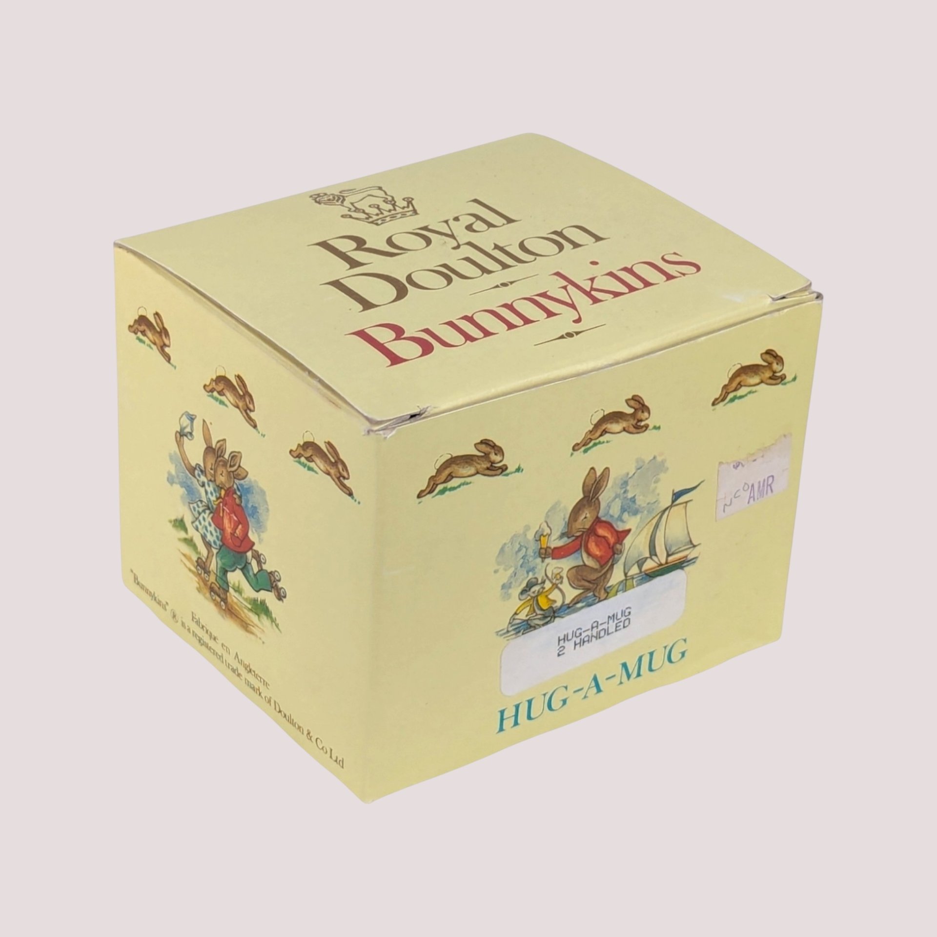 1984 Royal Doulton Bunnykins Sledding 2 Handled Ceramic Mug