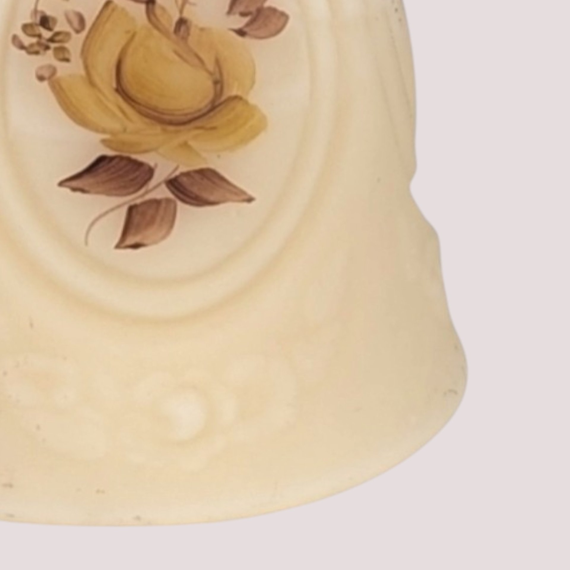 1980s Fenton Cameo Satin Glass Chocolate Rose Medallion Bell