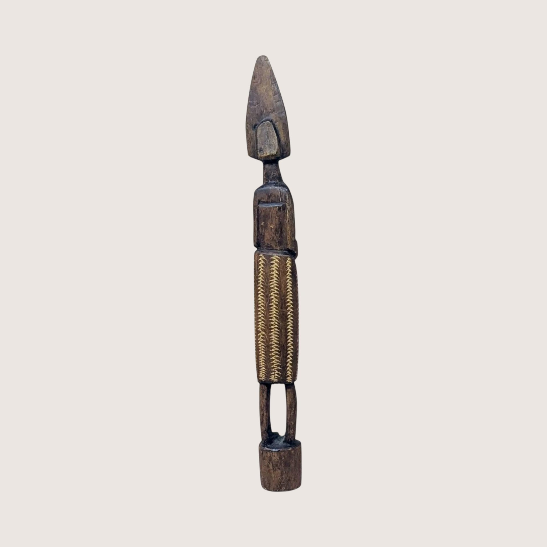 Mid Century Hand Carved African Wooden Tall Figure Statue