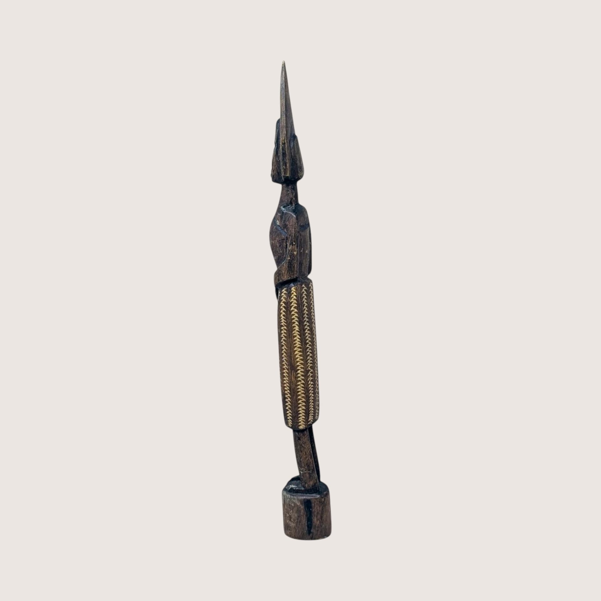 Mid Century Hand Carved African Wooden Tall Figure Statue