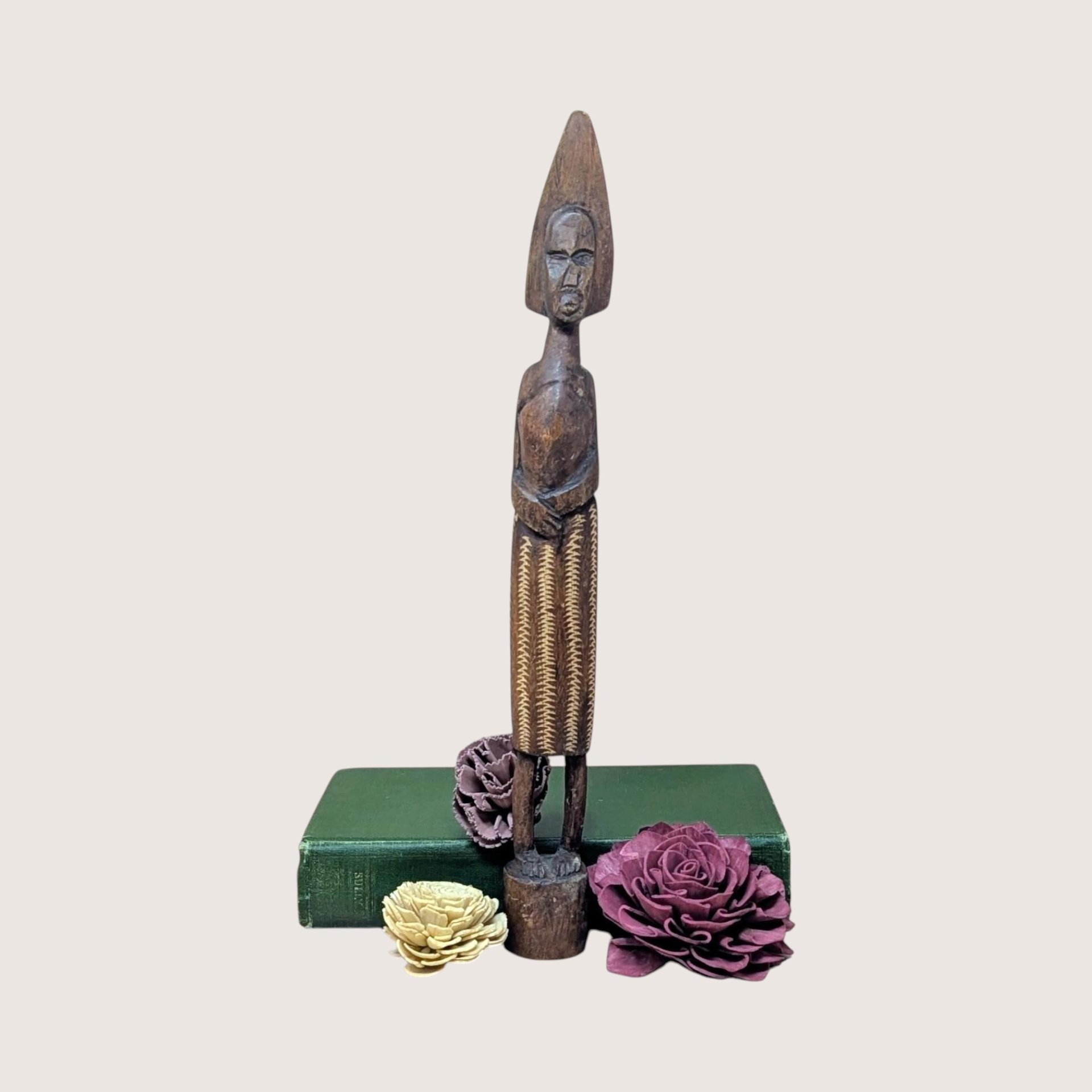 Mid Century Hand Carved African Wooden Tall Figure Statue