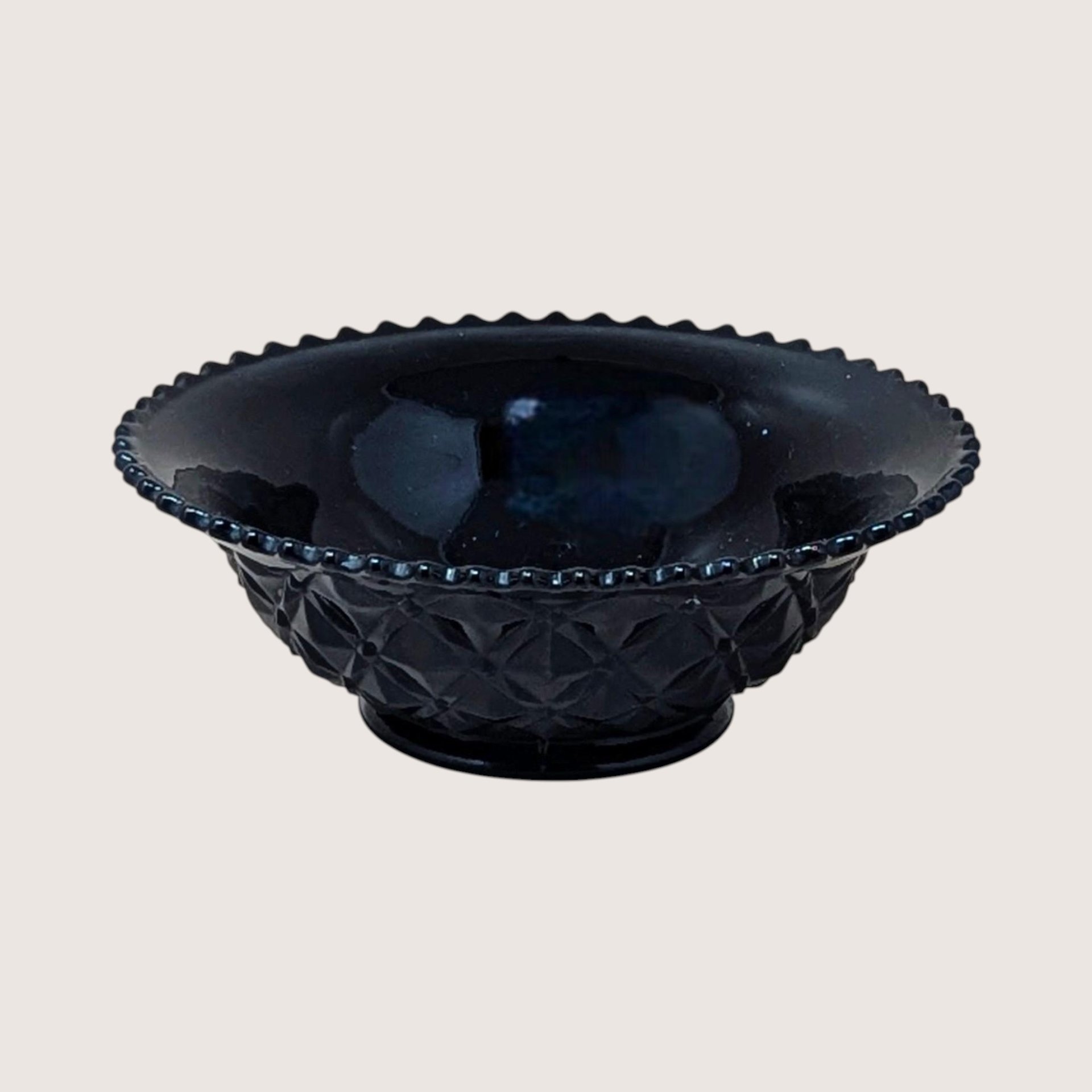 1940s LE Smith Ebony Black Glass Diamond Block Bowl