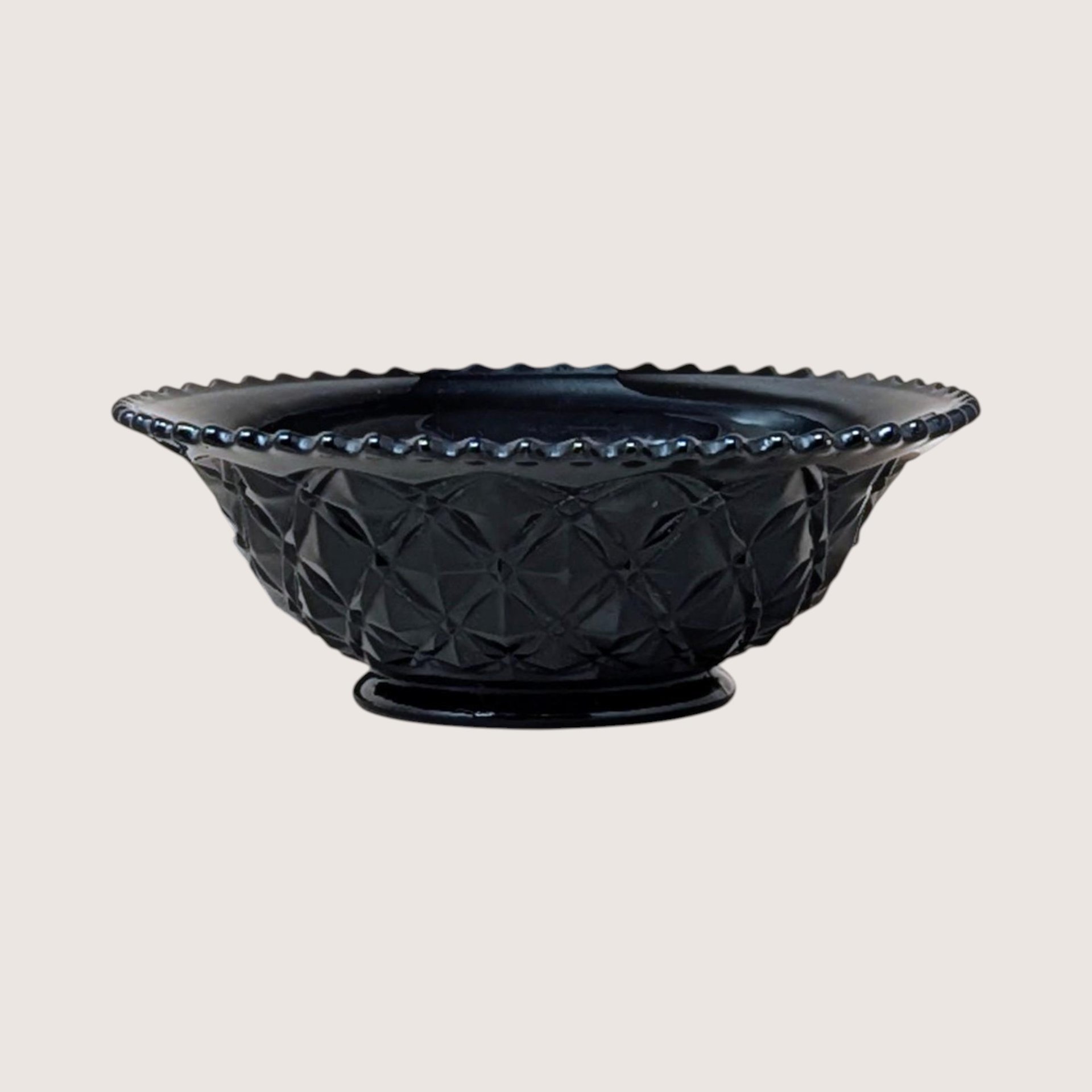 1940s LE Smith Ebony Black Glass Diamond Block Bowl