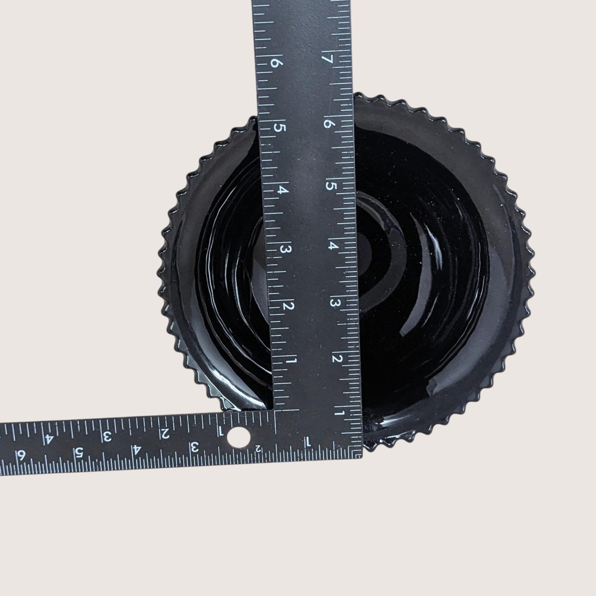 1940s LE Smith Ebony Black Glass Diamond Block Bowl
