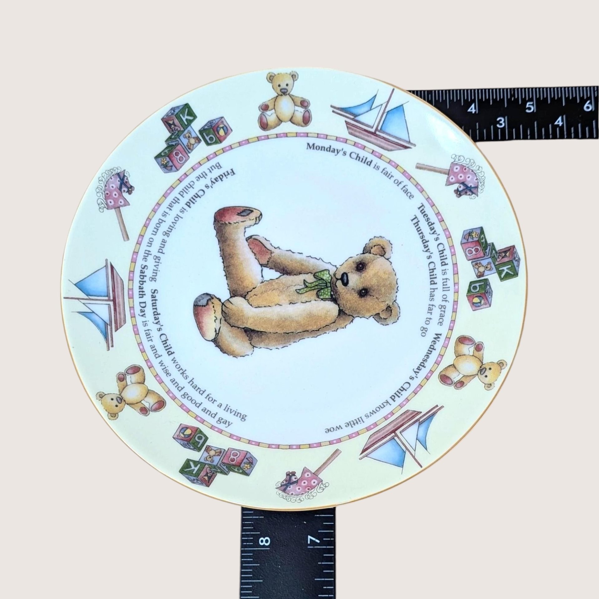 Royal Worcester Monday Child Teddy Bear Nursery Set