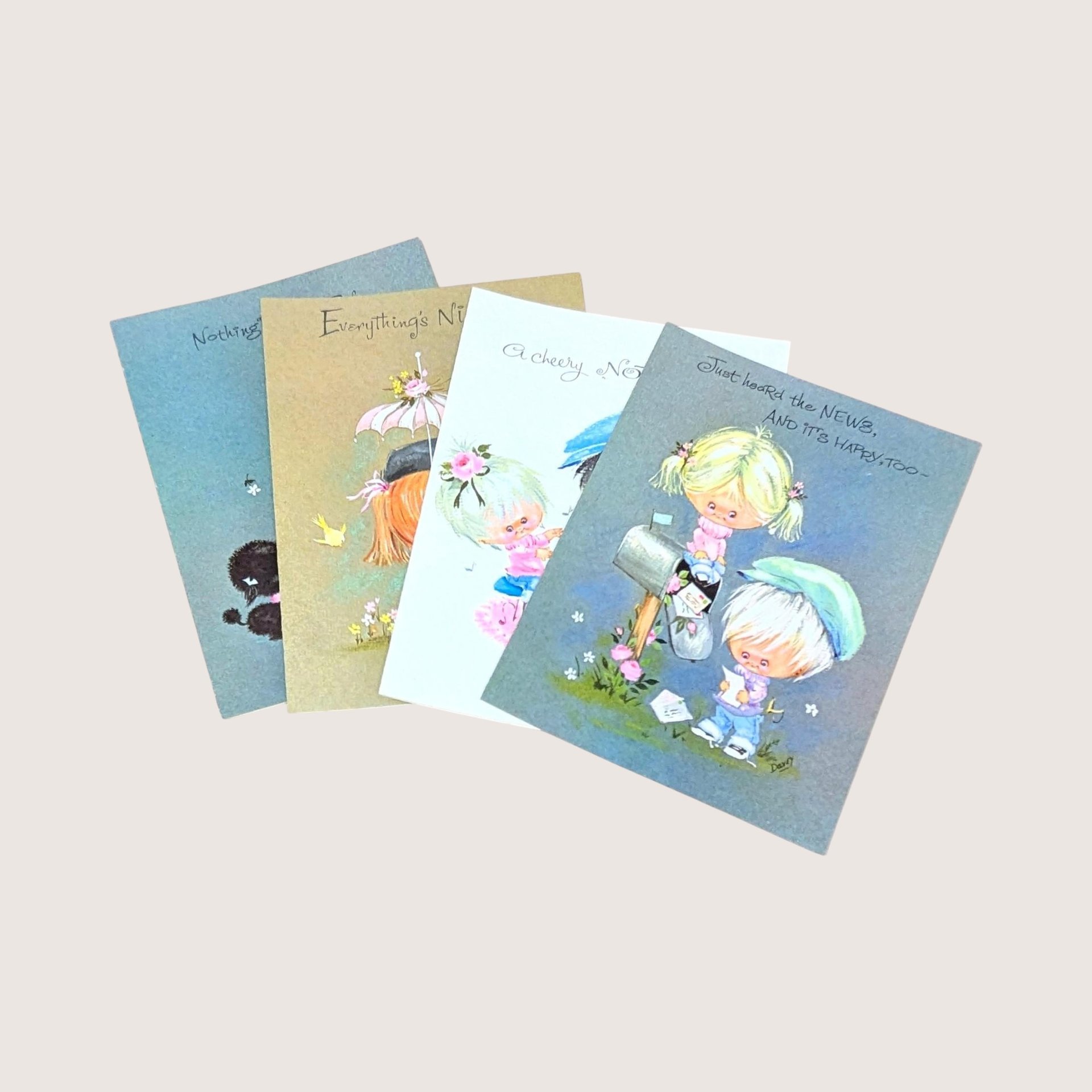 1960s Darcy Big Eye Girl and Dog Greeting Cards Set of 18