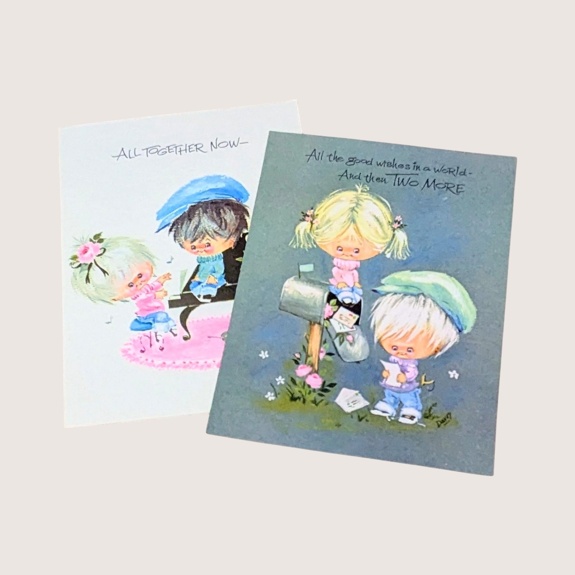 1960s Darcy Big Eye Girl and Dog Greeting Cards Set of 18