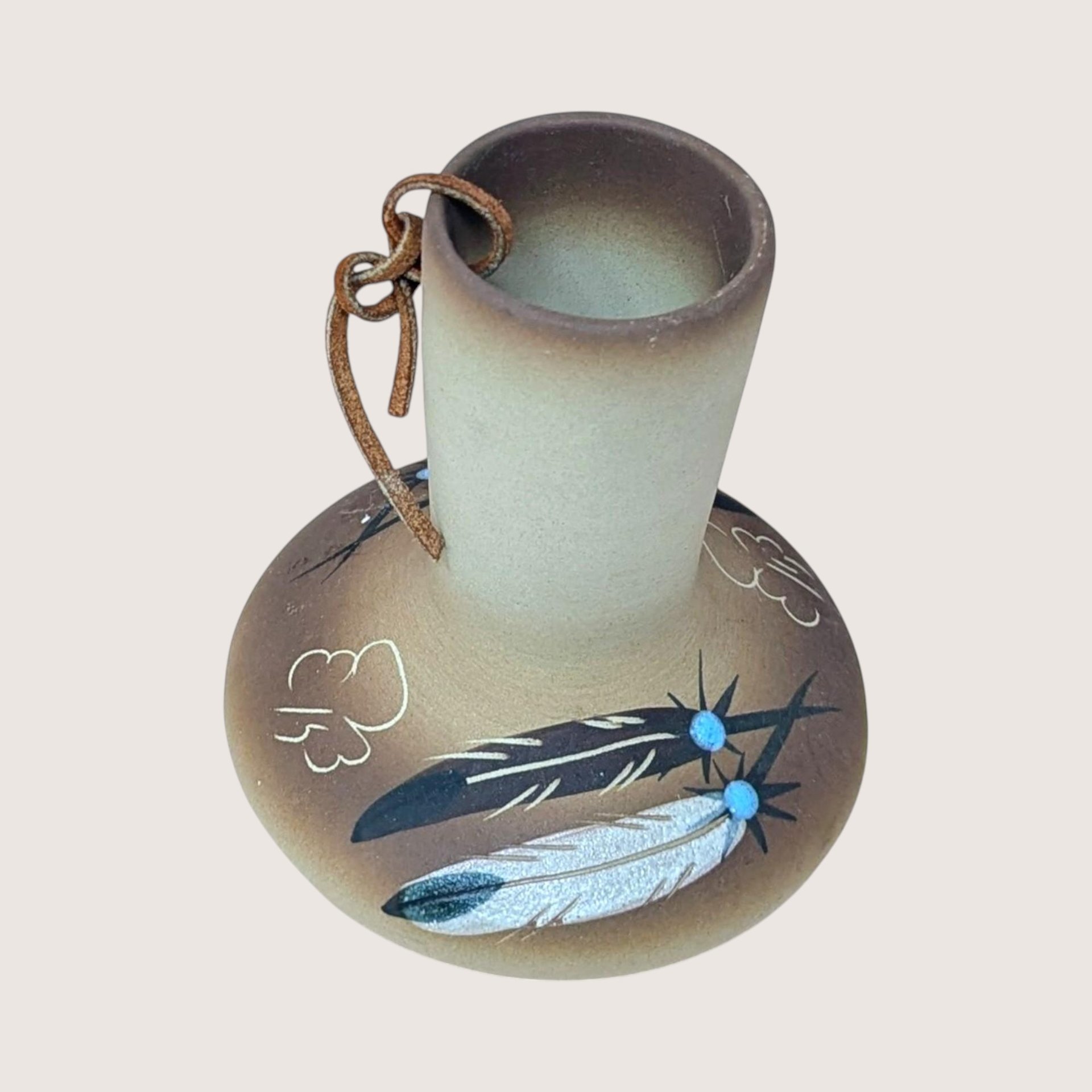 1980s Betty Selby Studio Pottery Vase Feather Design