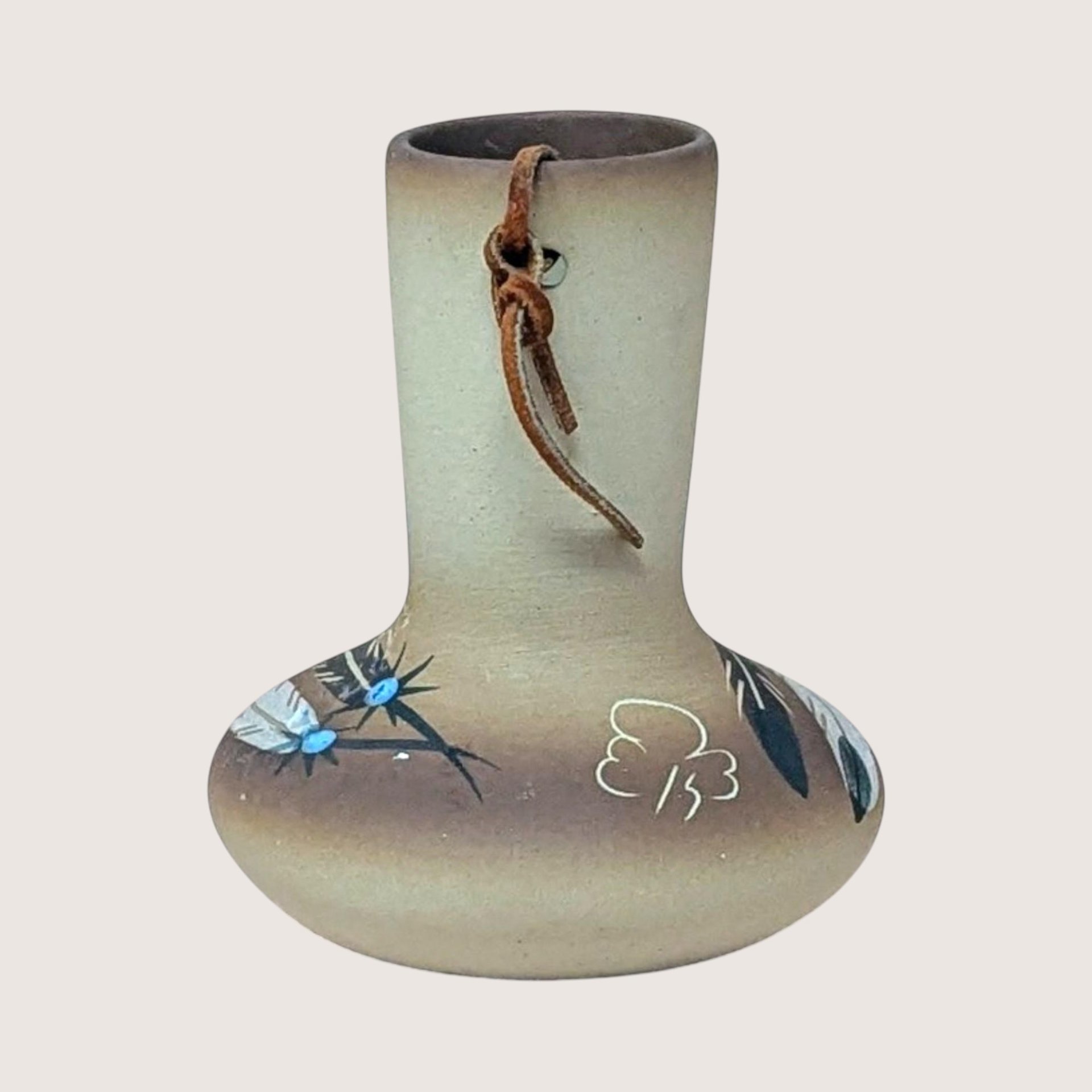 1980s Betty Selby Studio Pottery Vase Feather Design