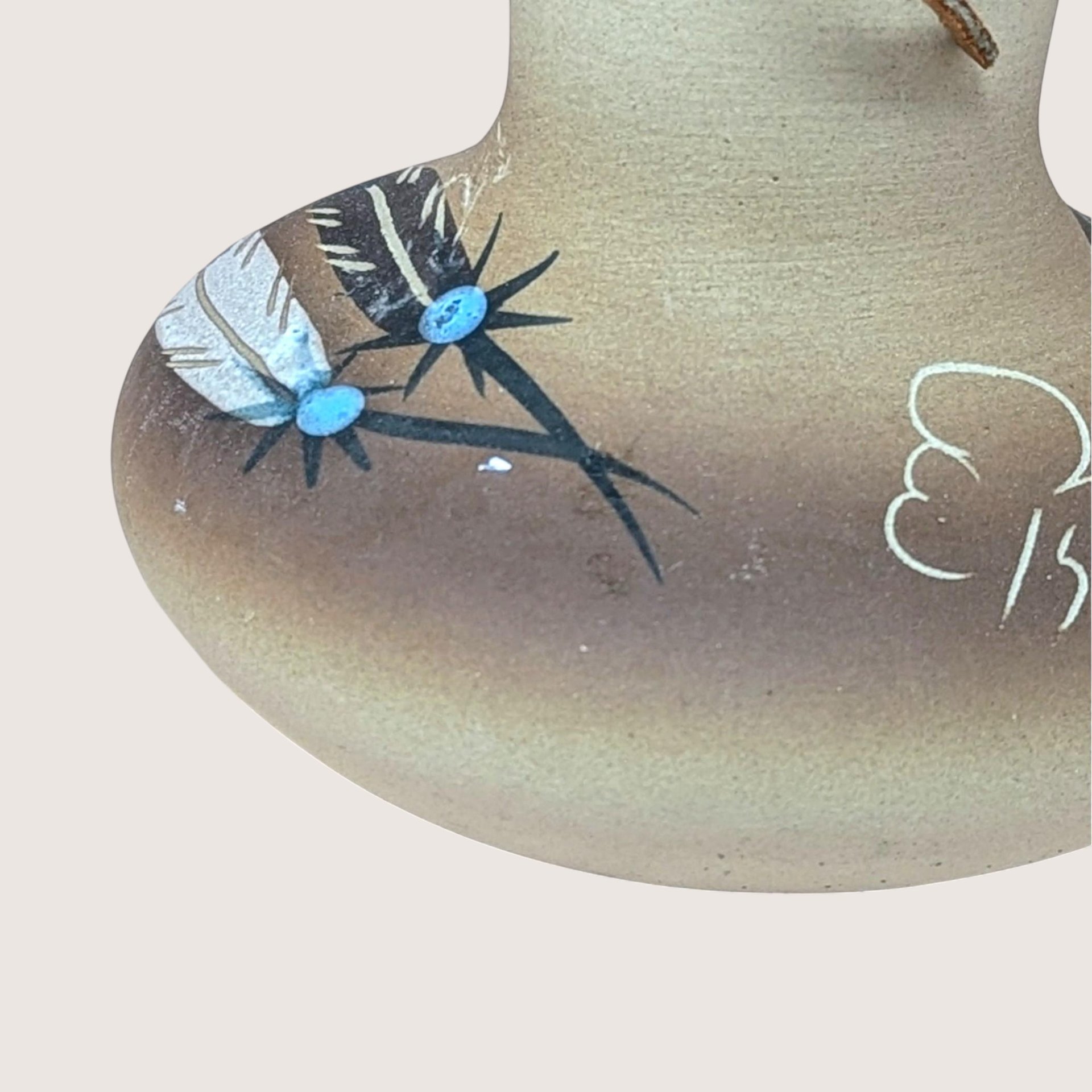1980s Betty Selby Studio Pottery Vase Feather Design
