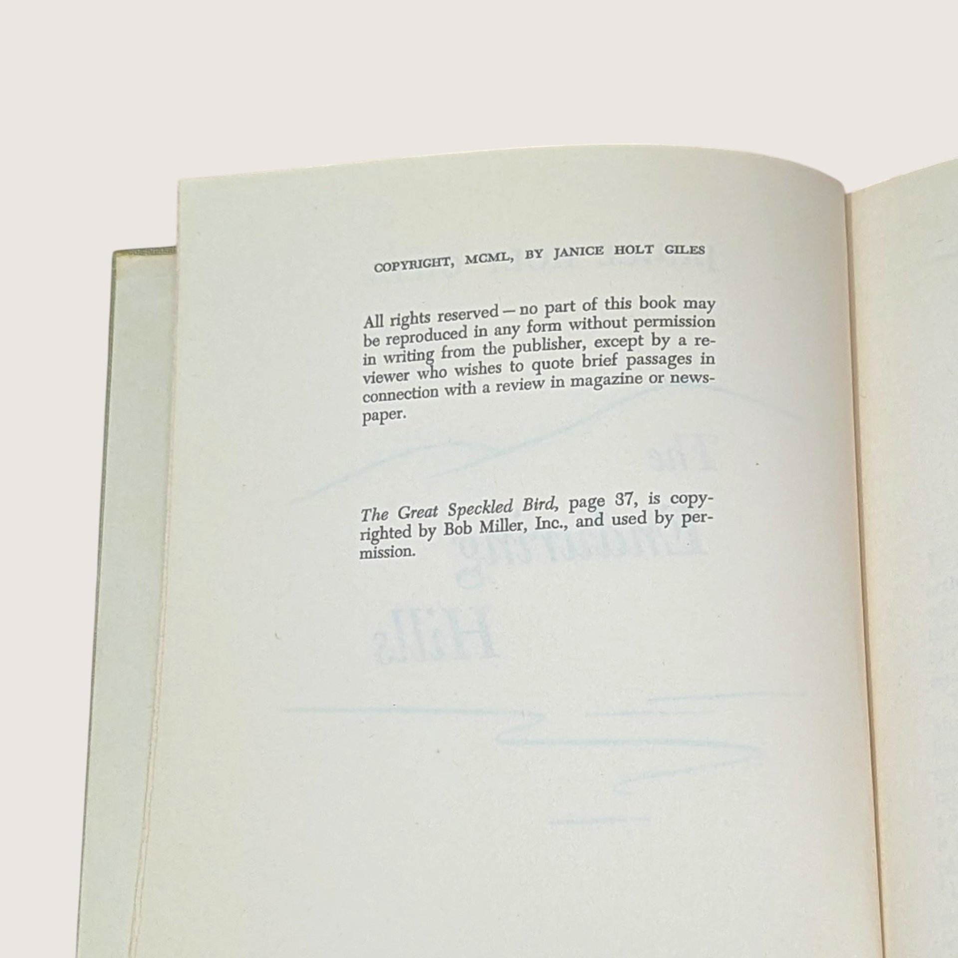 1950 The Enduring Hills Janice Holt Giles  Hardcover Book