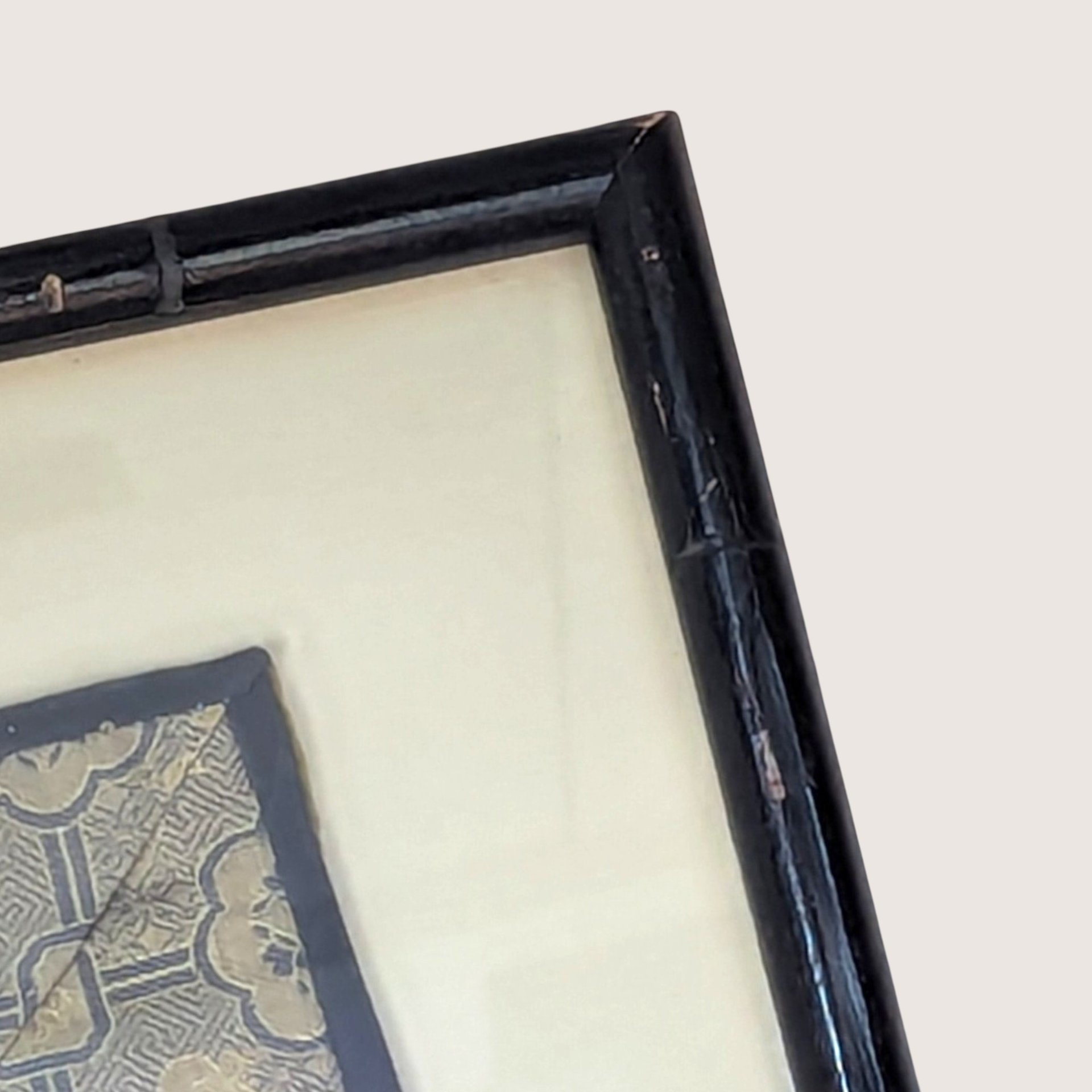 1900s Chinese Silk Embroidery Framed Sleeve Band Wall Hanging
