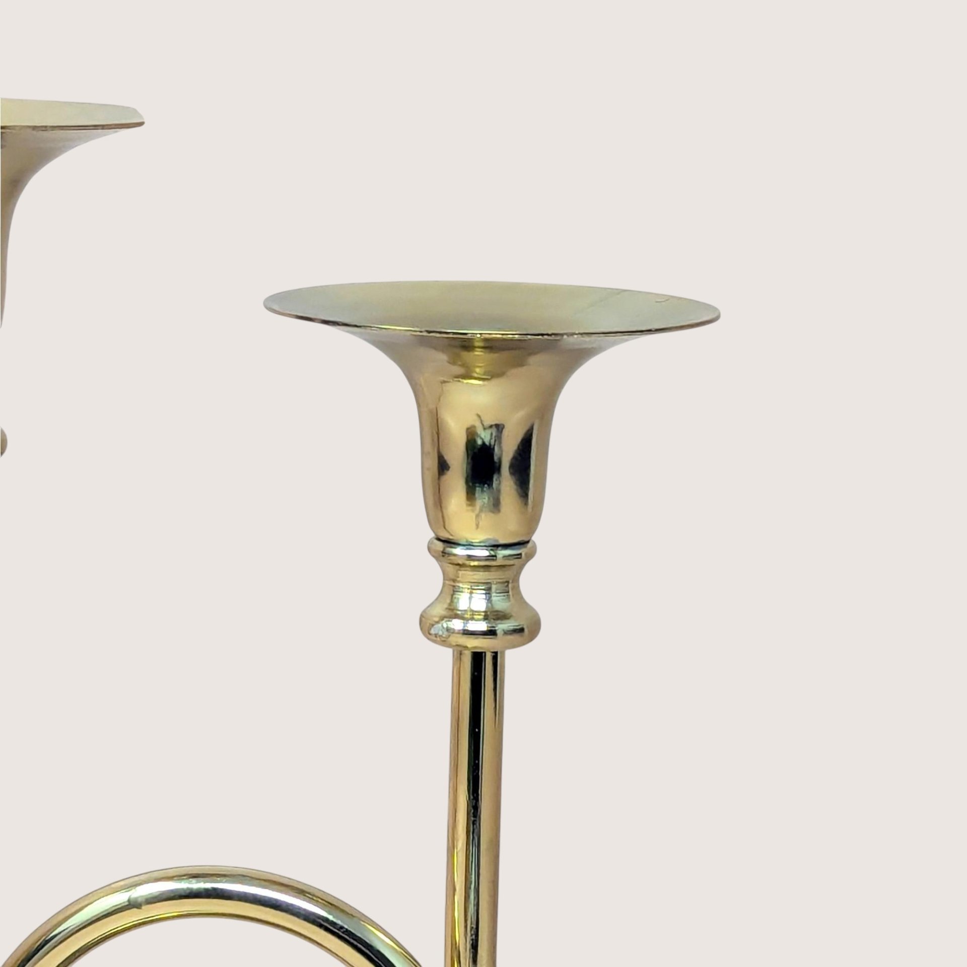 1980s Gold Horn Taper Candle Holder