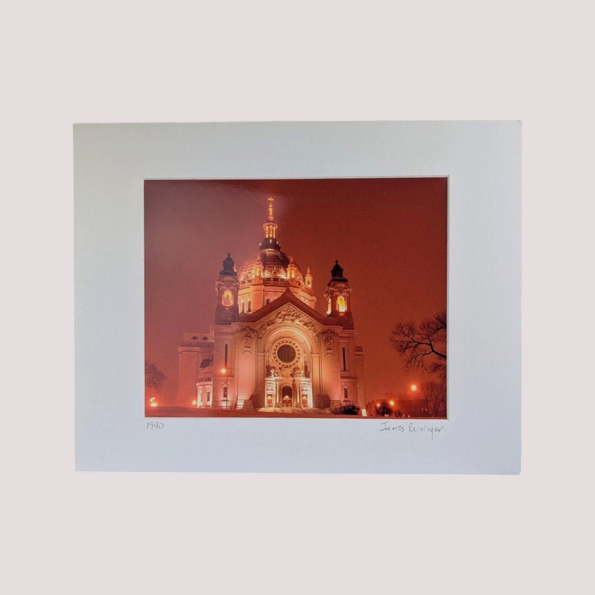1990s James Reininger Signed Saint Paul Cathedral Print Matted Photography Art