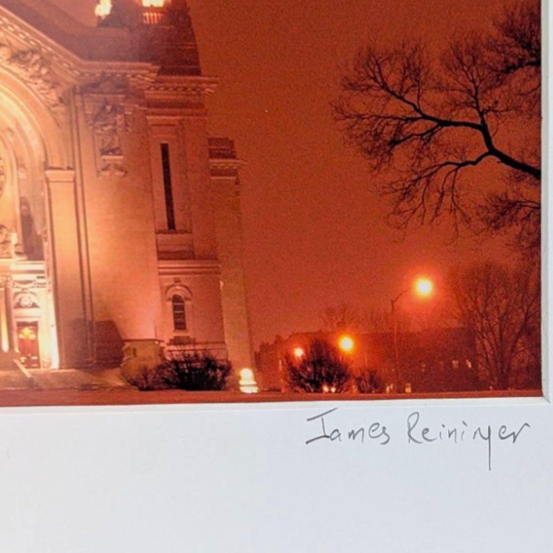 1990s James Reininger Signed Saint Paul Cathedral Print Matted Photography Art