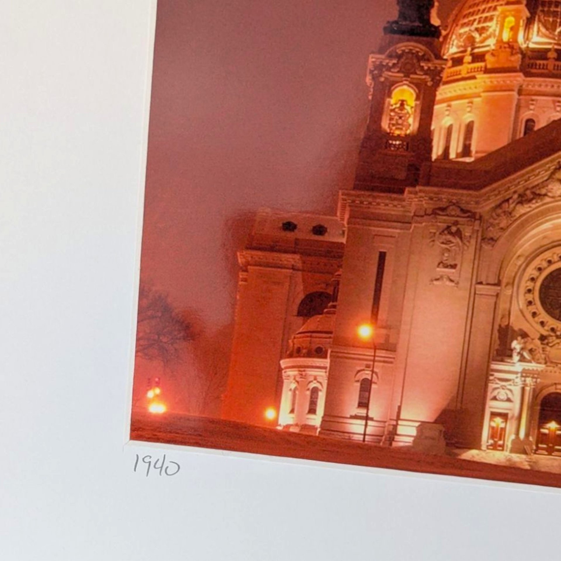 1990s James Reininger Signed Saint Paul Cathedral Print Matted Photography Art