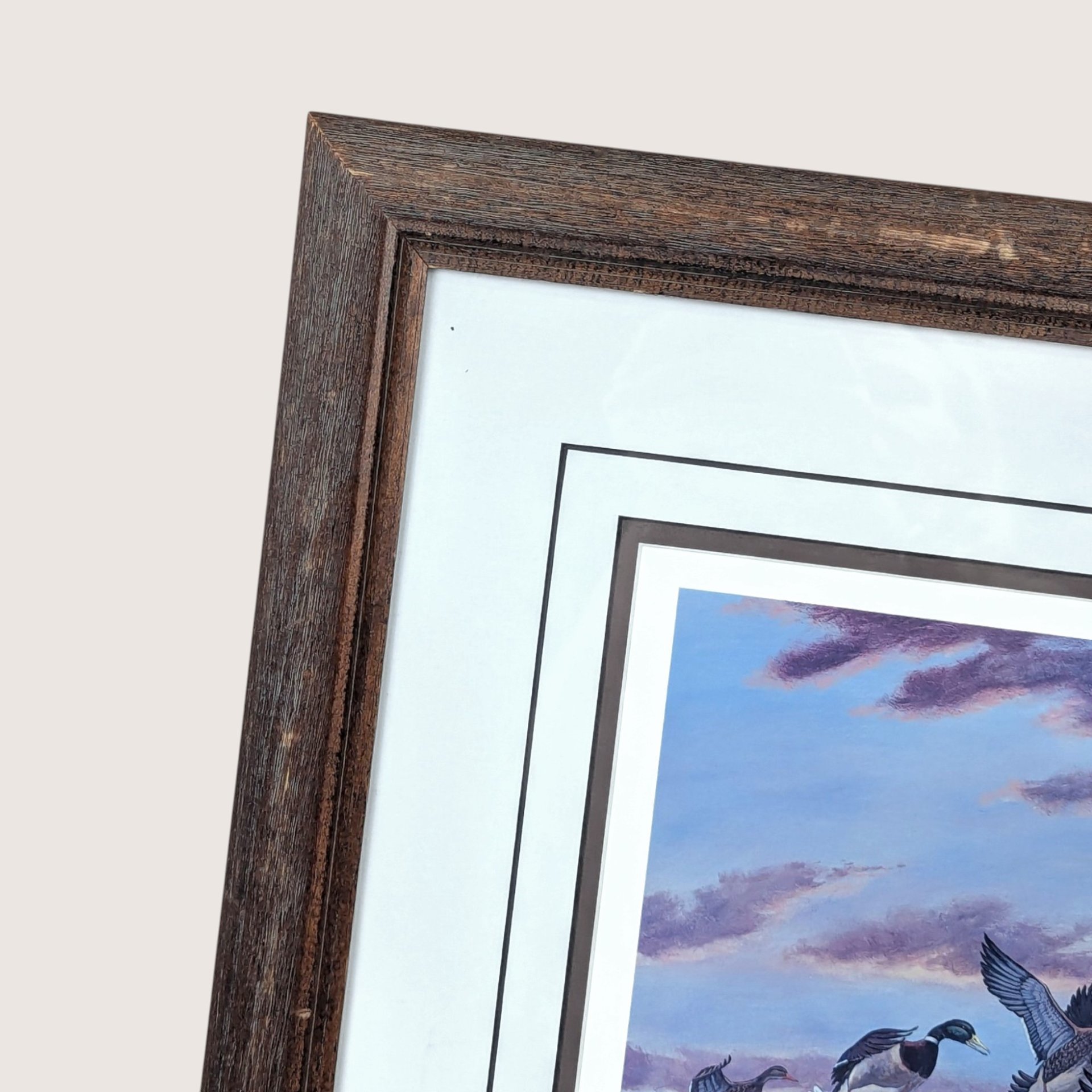 1980s Rhynard Klingbeil Mallards at Sunset Signed Numbered Framed Duck Print