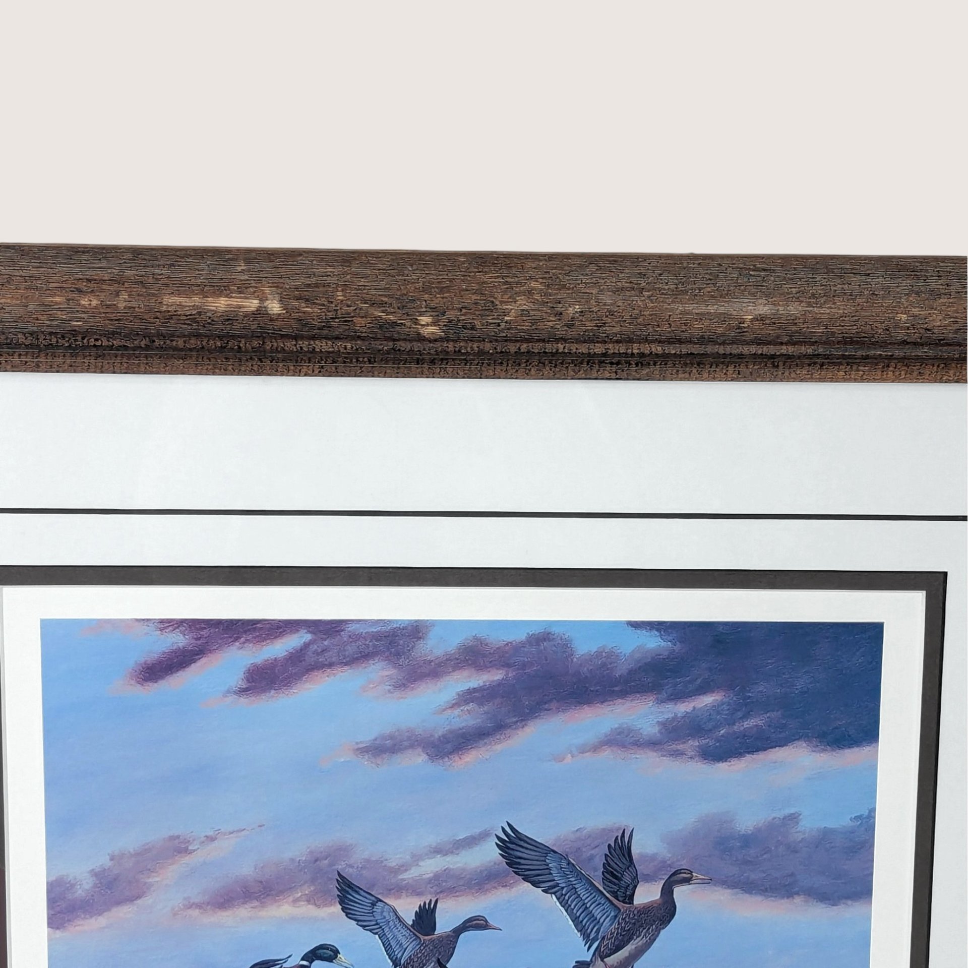1980s Rhynard Klingbeil Mallards at Sunset Signed Numbered Framed Duck Print