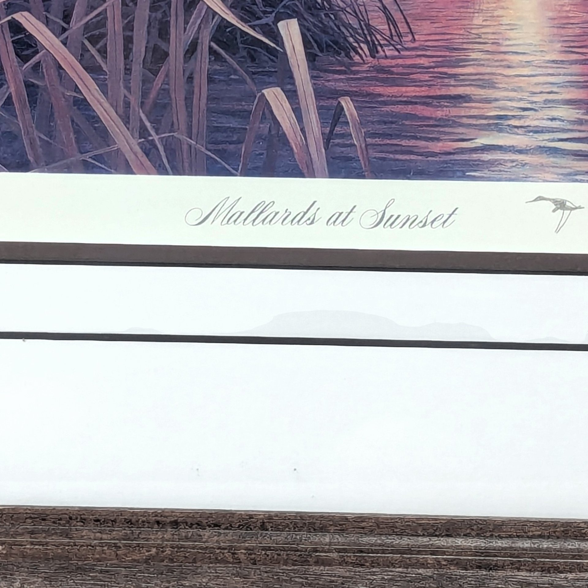 1980s Rhynard Klingbeil Mallards at Sunset Signed Numbered Framed Duck Print