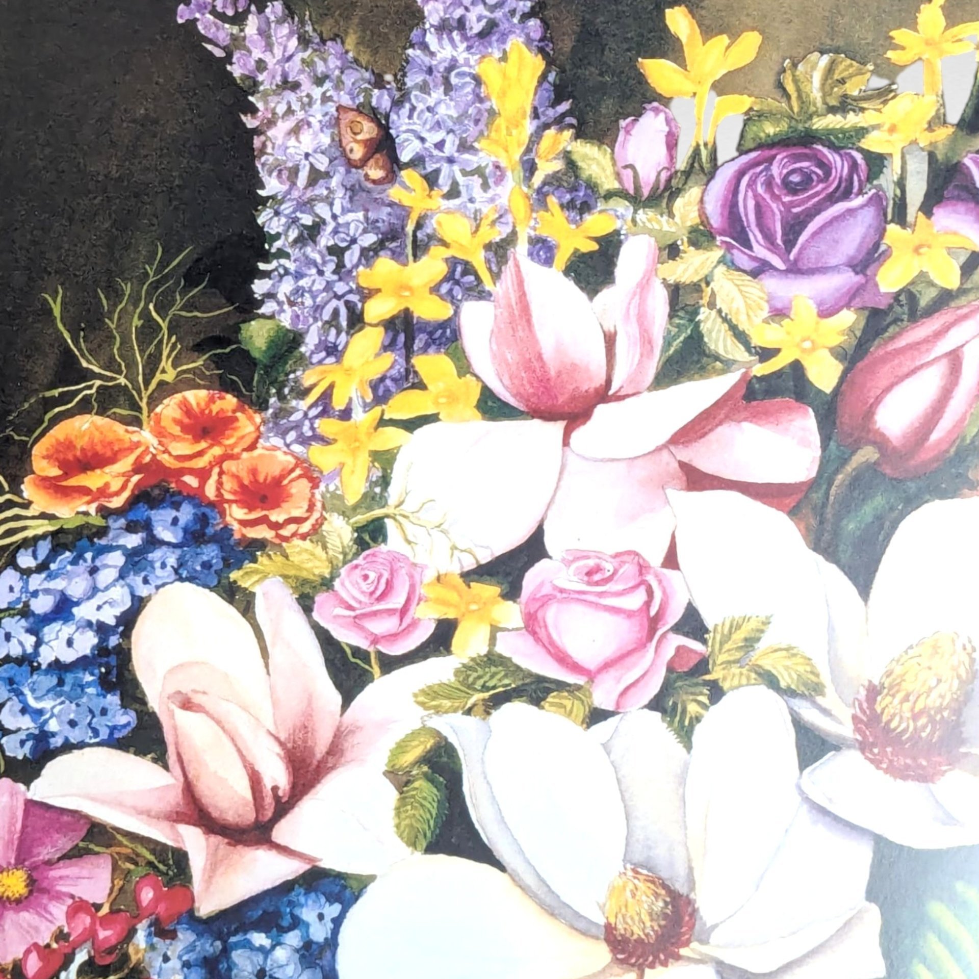 1990s Leanne Hanson Les Fleurs Classiques I Signed Lithograph Matted Floral Print