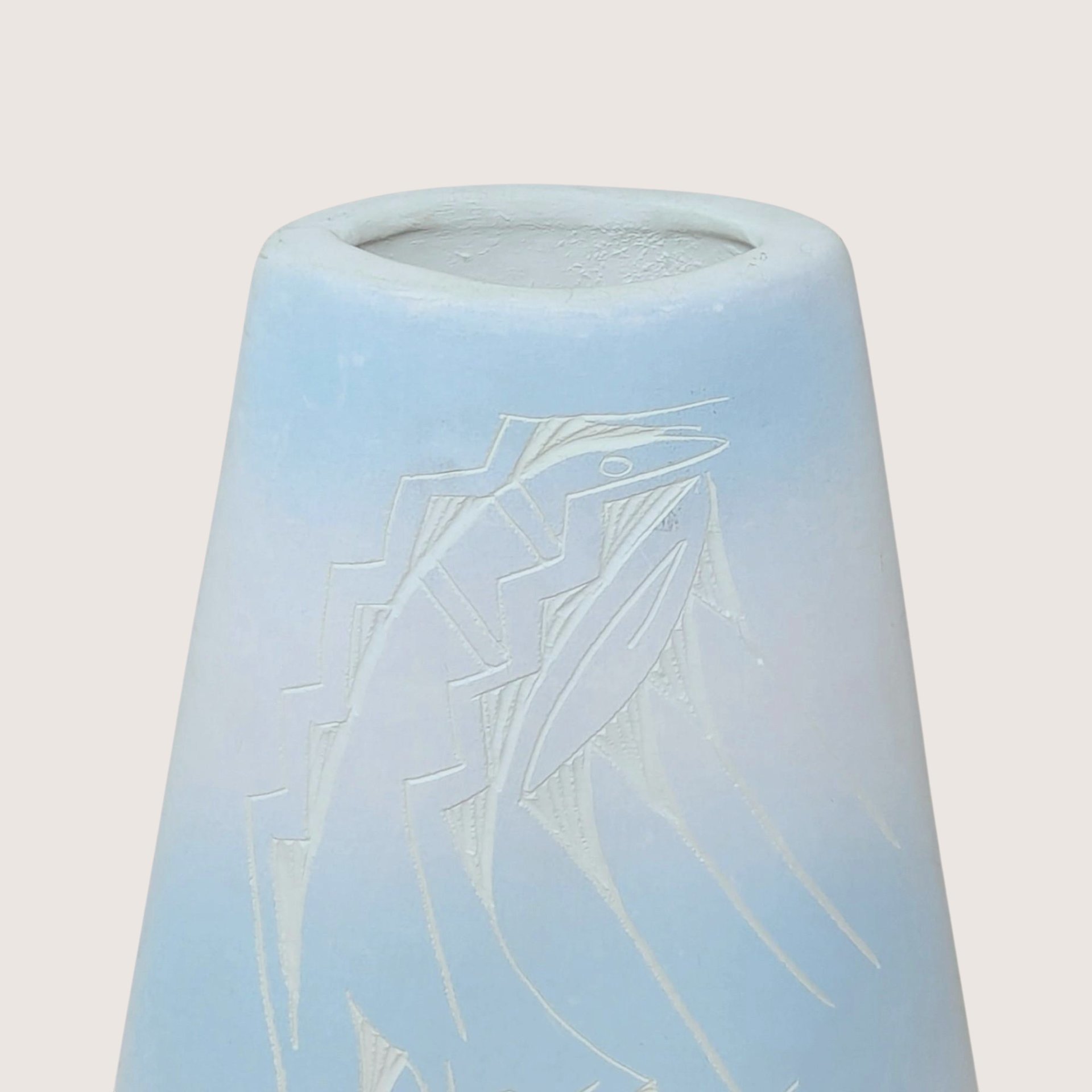 1980s Signed Ceramic Vase Southwestern Pastel Sgraffito Pottery