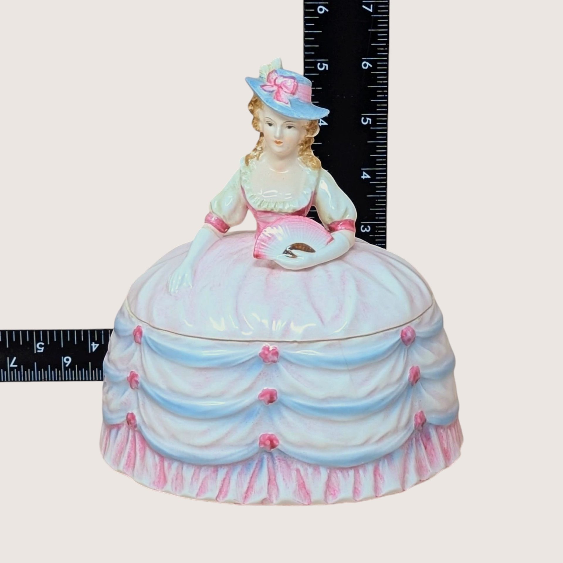 1950s Andrea Ceramic Victorian Lady Powder Box
