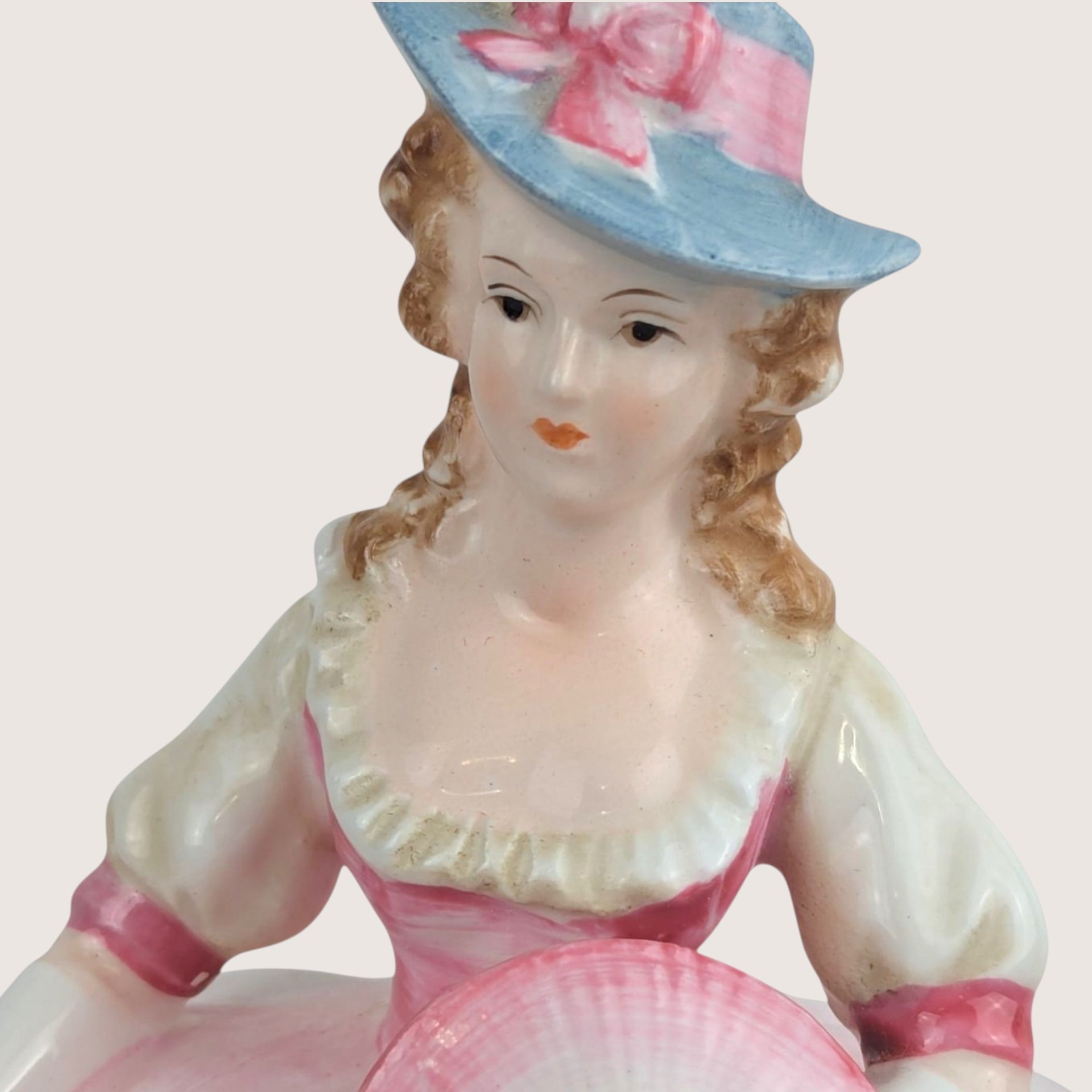1950s Andrea Ceramic Victorian Lady Powder Box