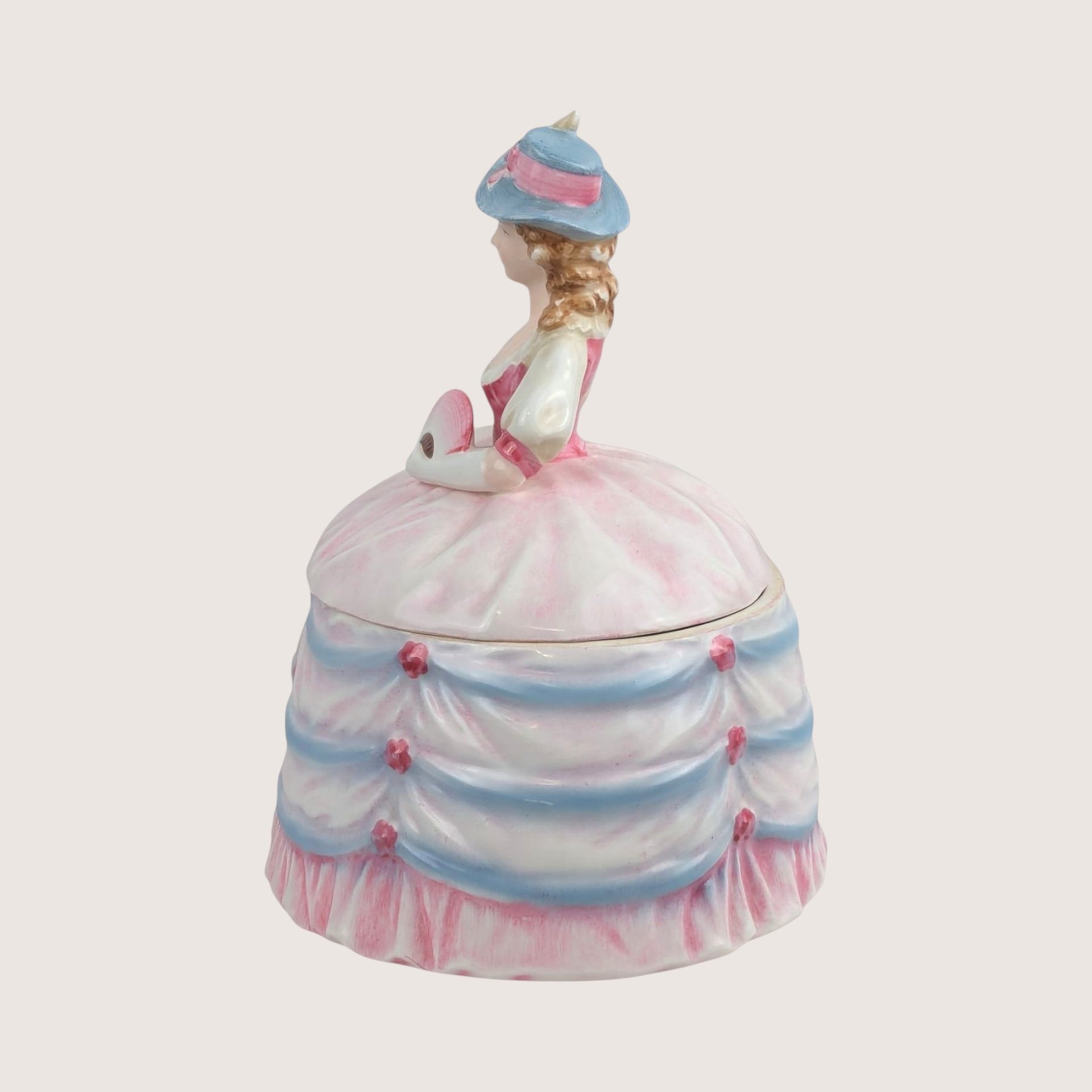1950s Andrea Ceramic Victorian Lady Powder Box