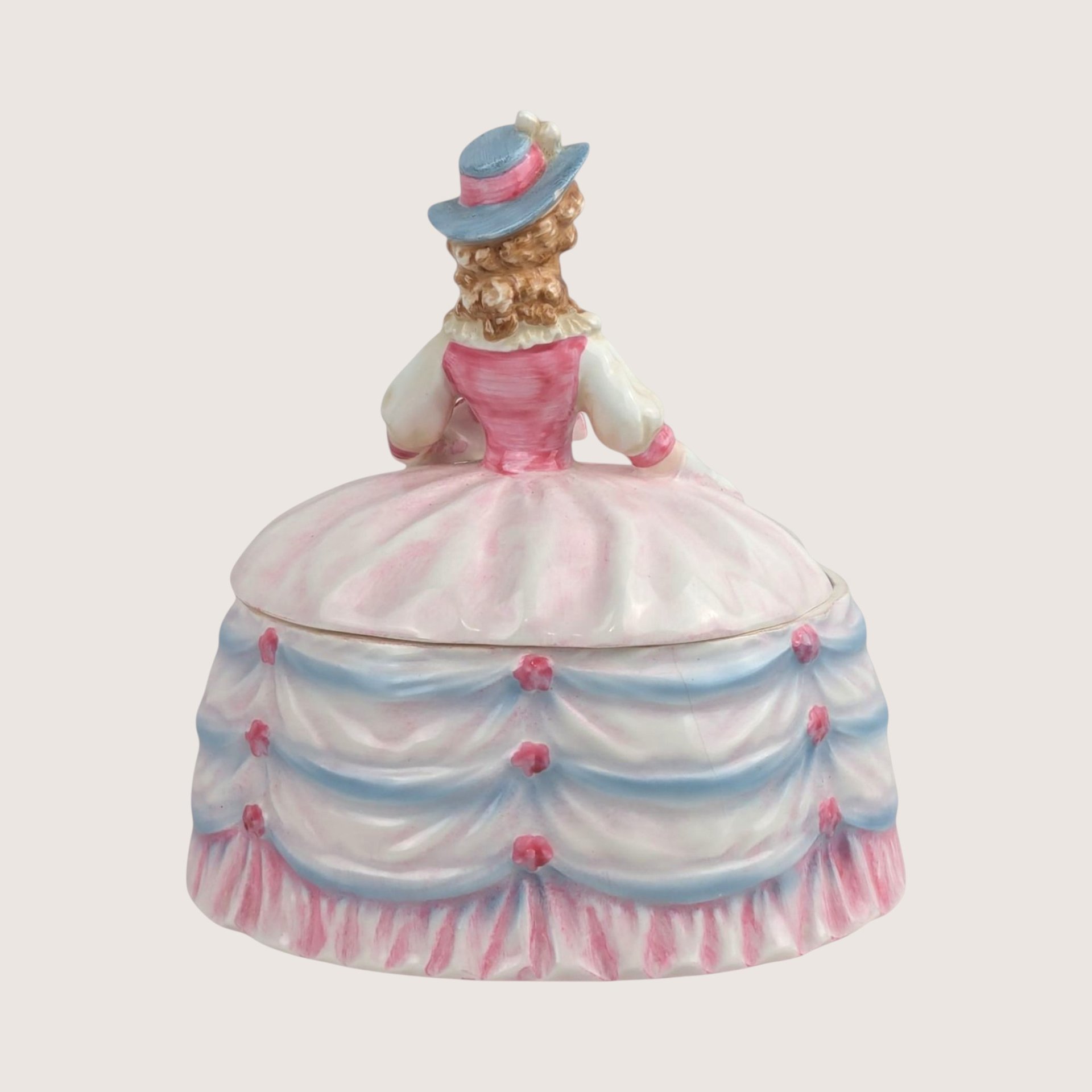 1950s Andrea Ceramic Victorian Lady Powder Box