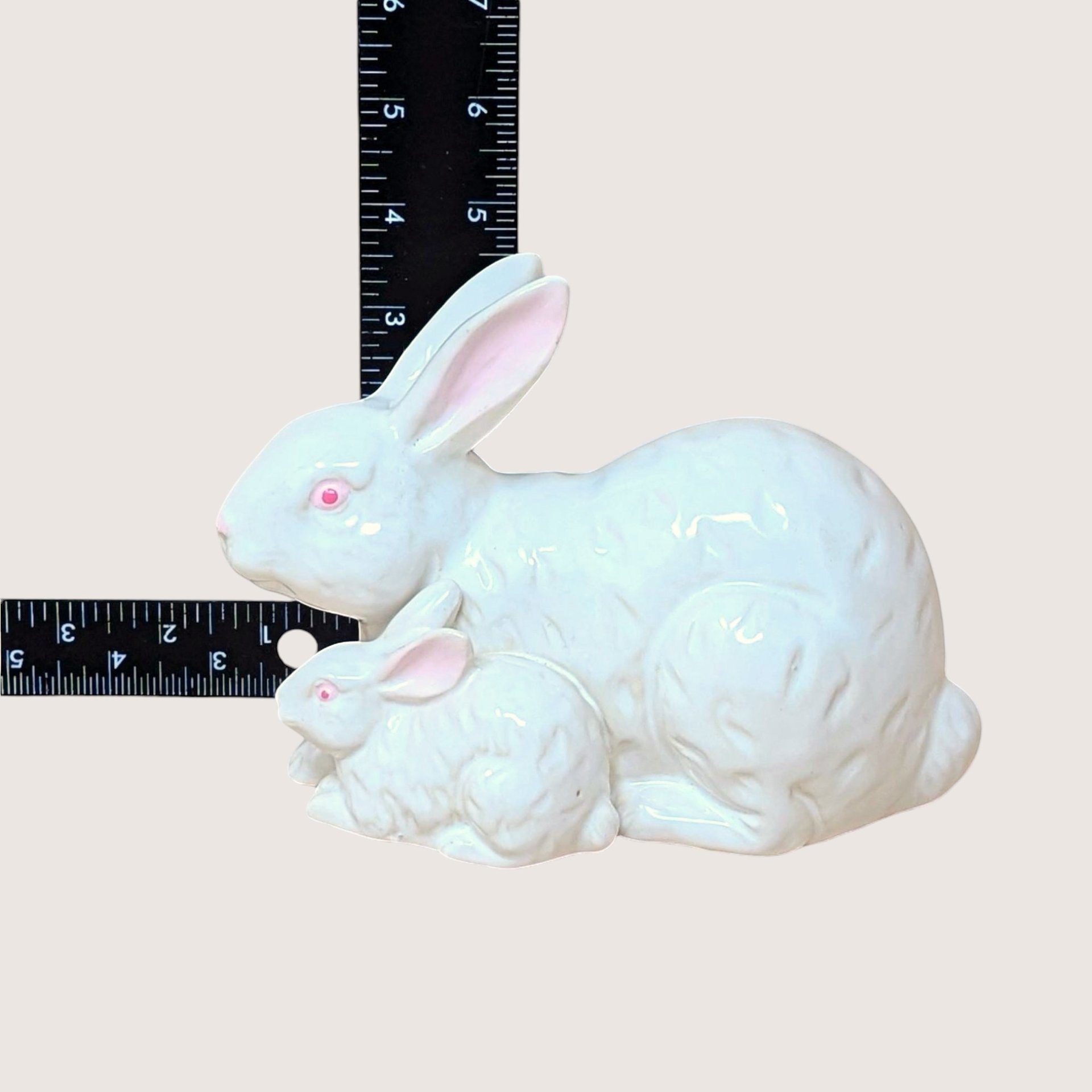 1960s Rosenthal Netter Ceramic Mother and Baby Bunny Figurine