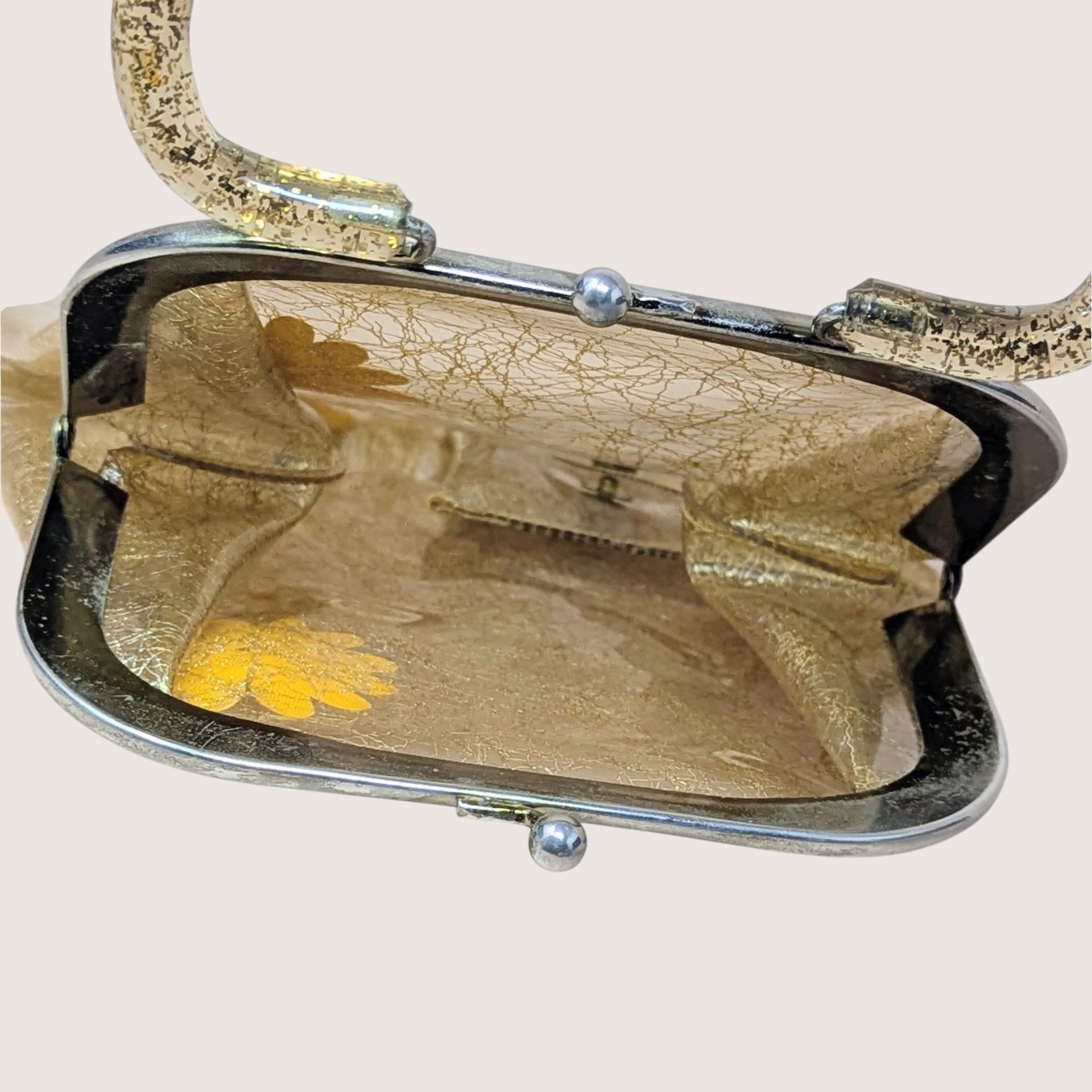 1960s Clear Vinyl Gold Tinsel Glitter Purse