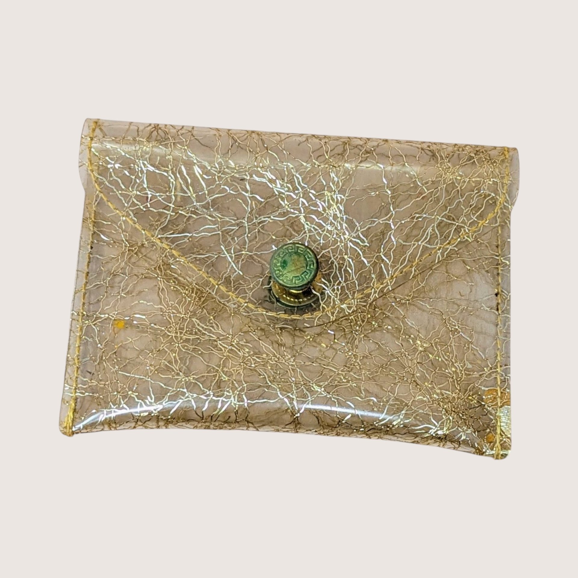 1960s Clear Vinyl Gold Tinsel Glitter Purse