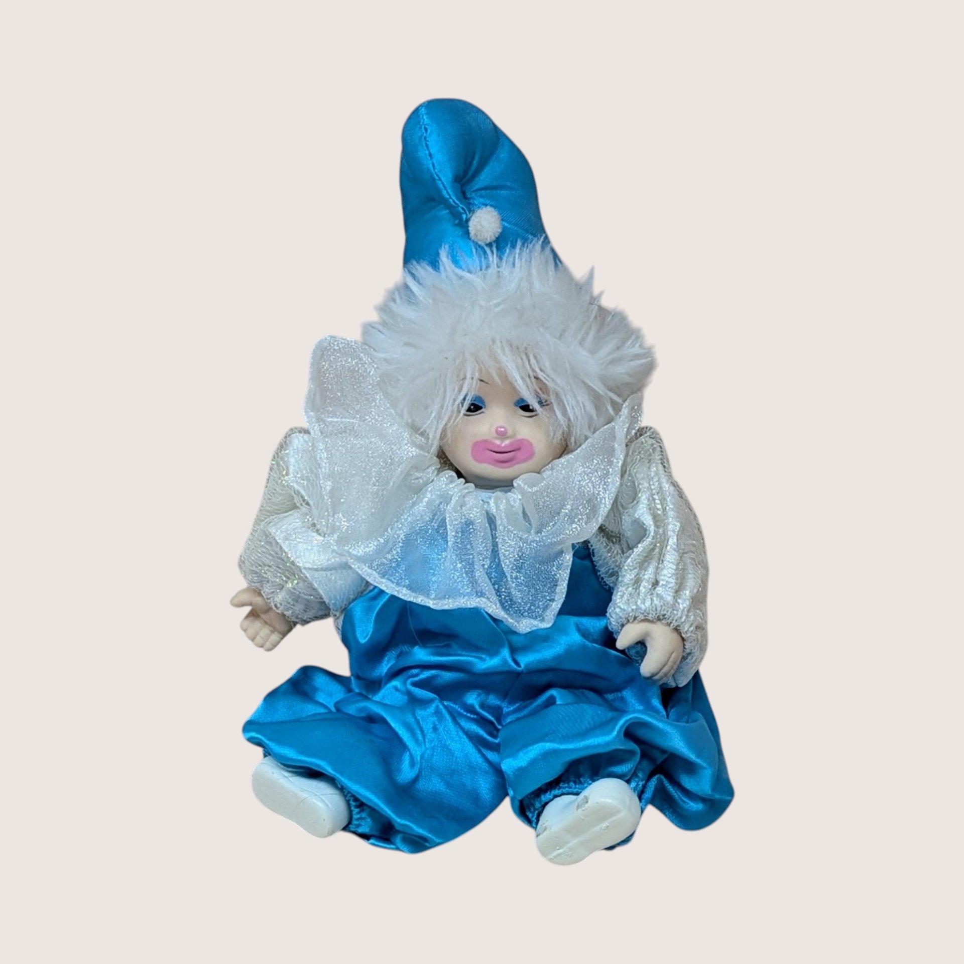 1980s Porcelain Baby Clown Doll Pair