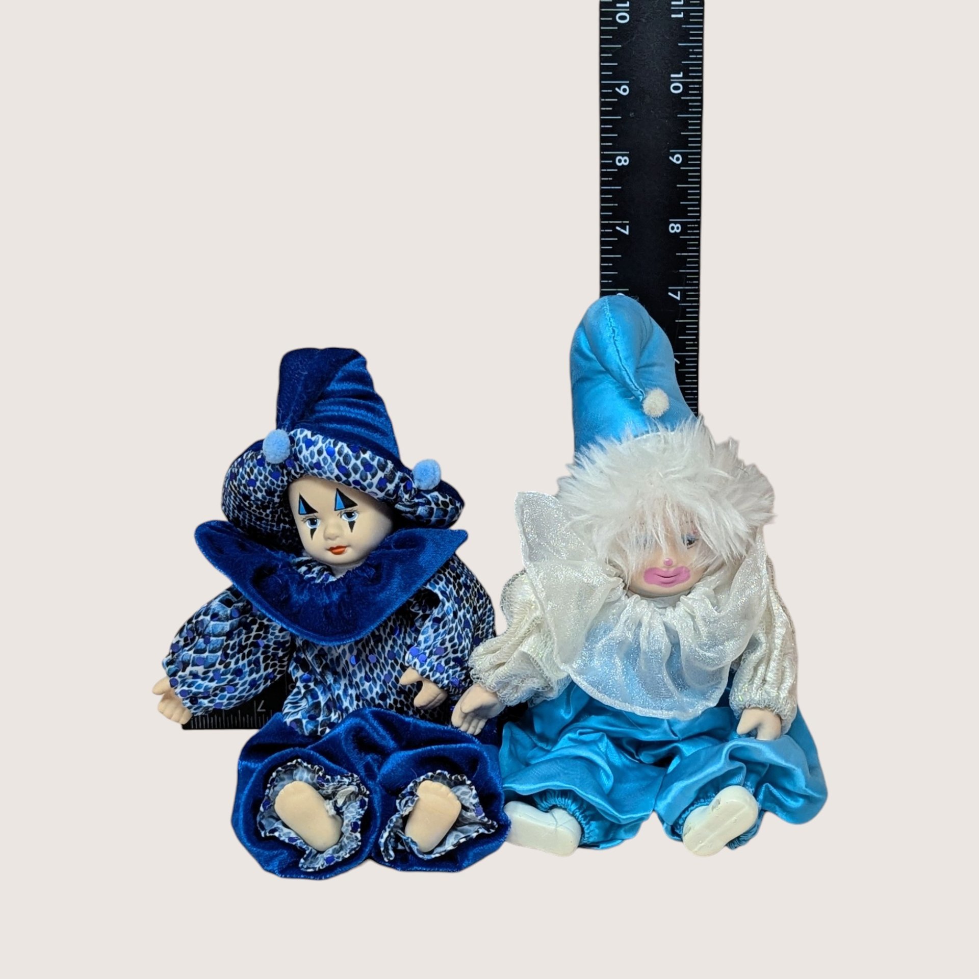 1980s Porcelain Baby Clown Doll Pair