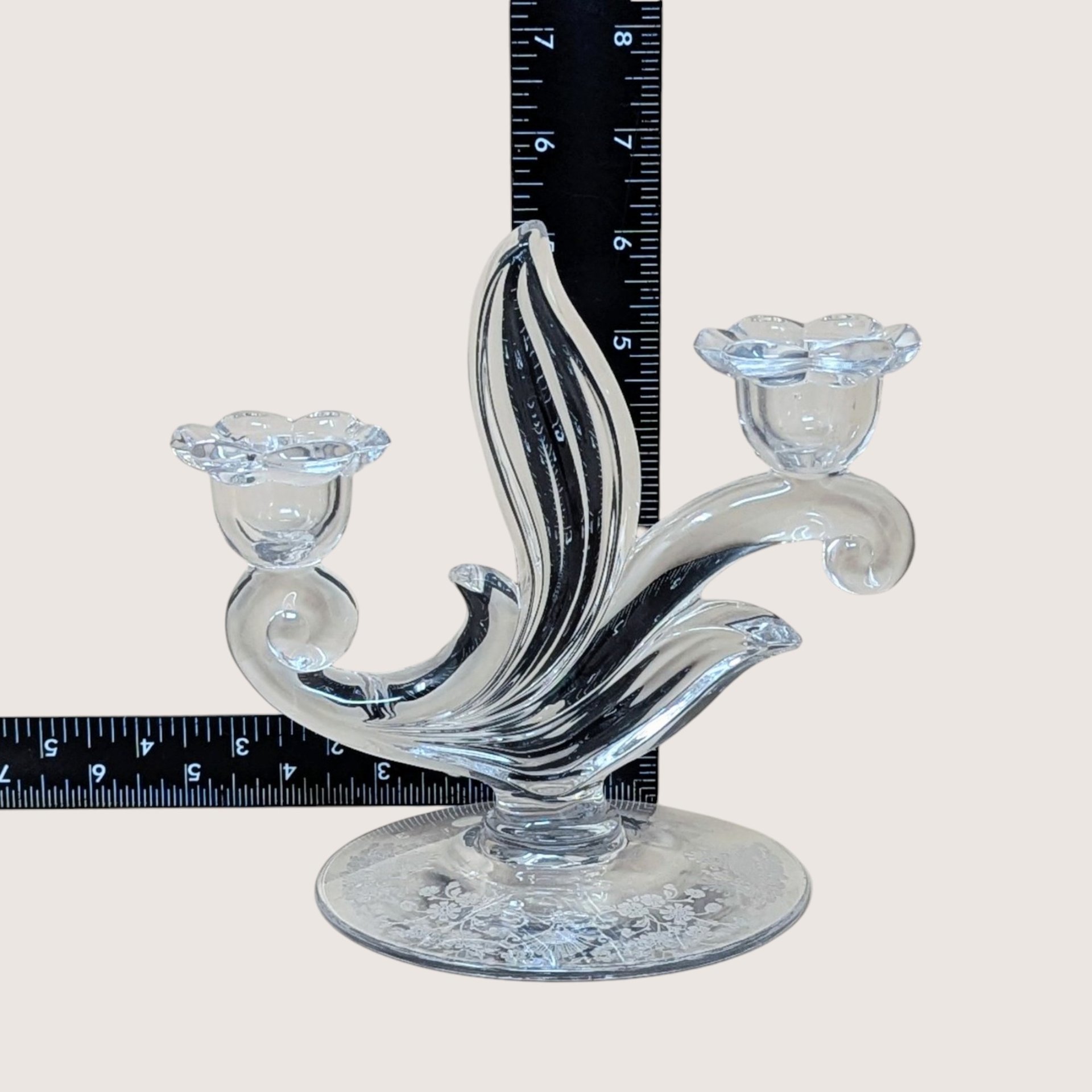 1940s Duncan Miller First Love Double Candlesticks Pair
