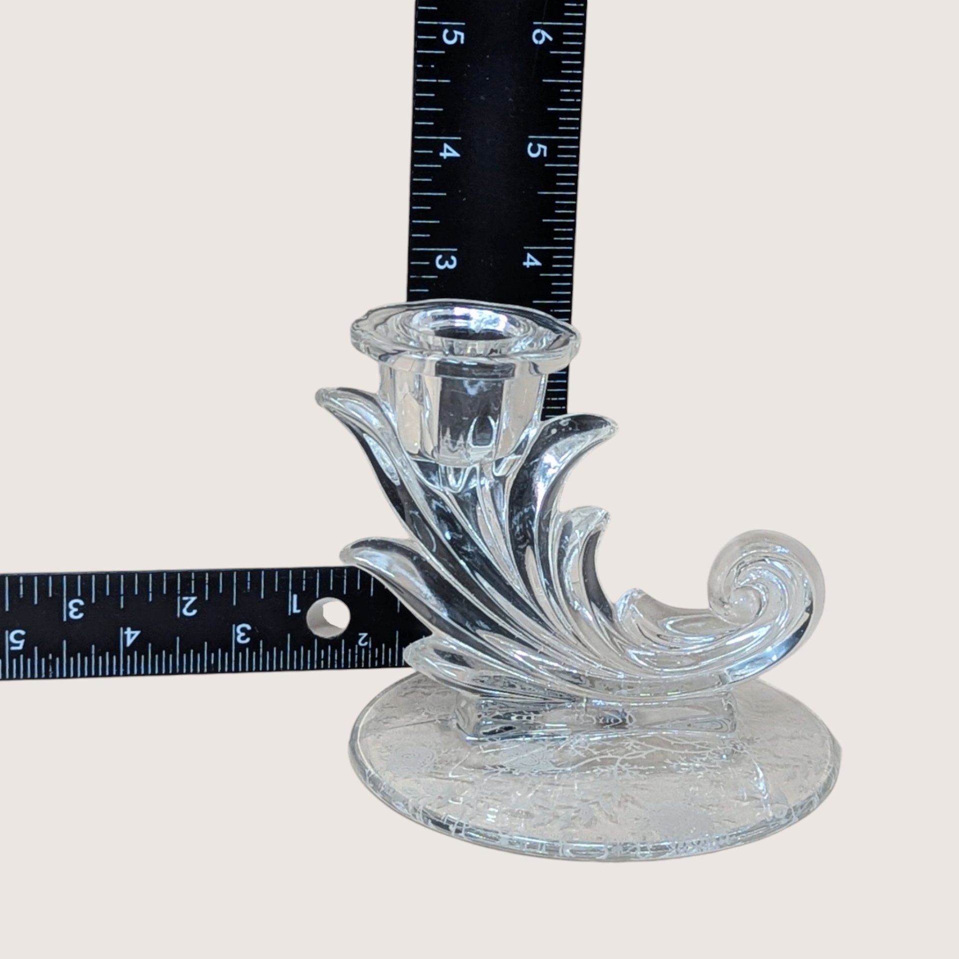 1940s Fostoria Navarre Baroque Cornucopia Candlestick Holders Pair