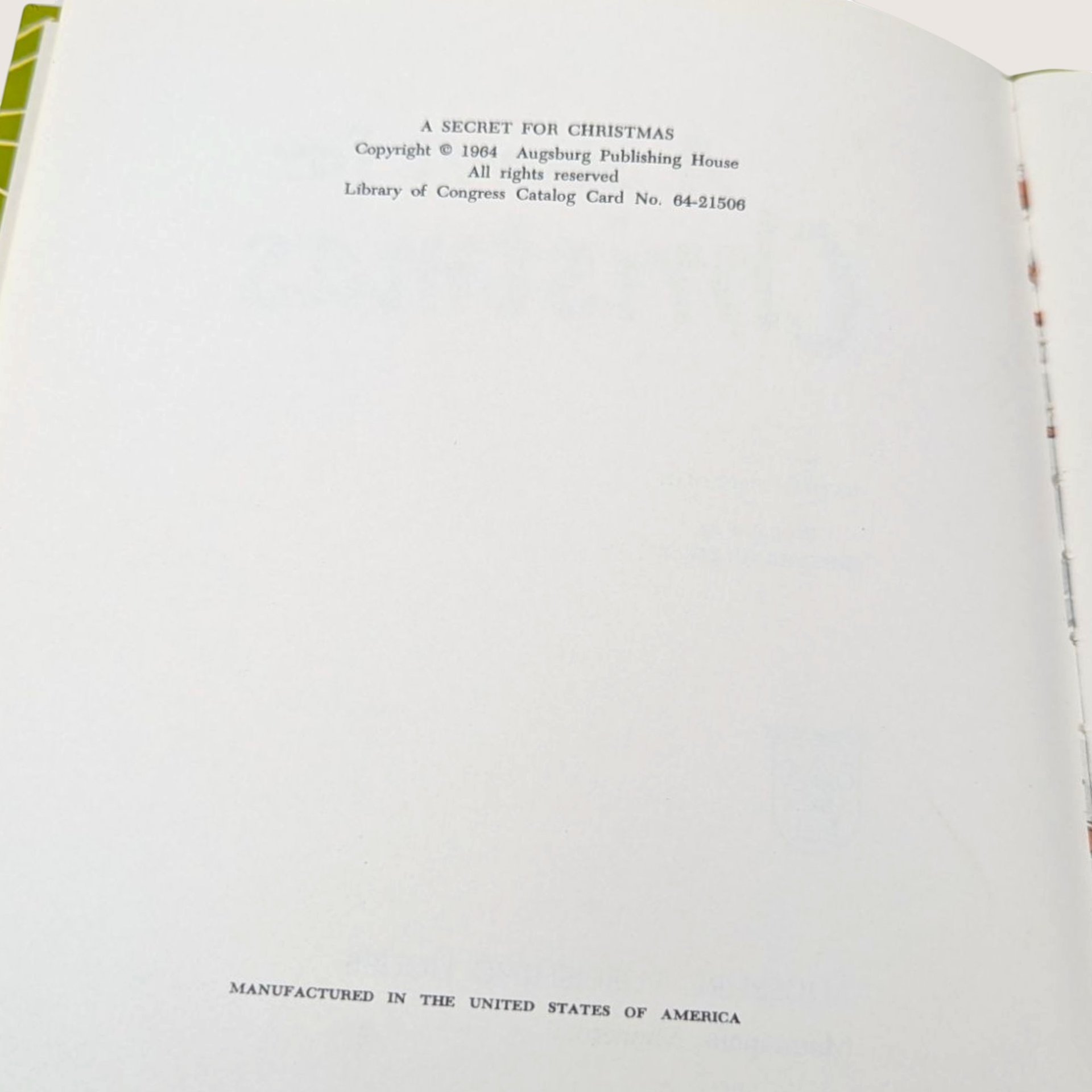 1964 A Secret for Christmas Book Nathan Zimelman Hardcover Book
