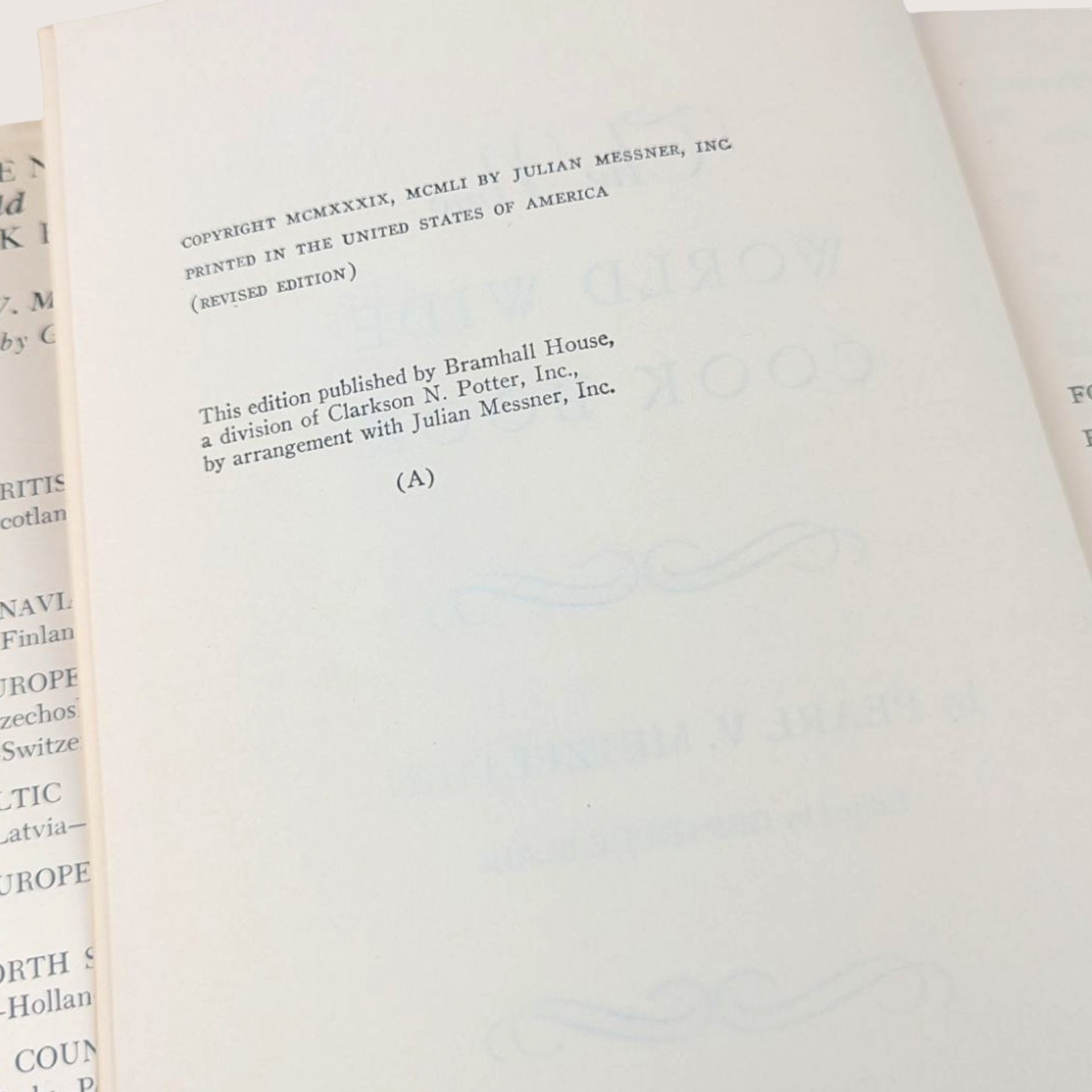 1939 The New World Wide Cook Book Pearl V Metzelthin Hardcover