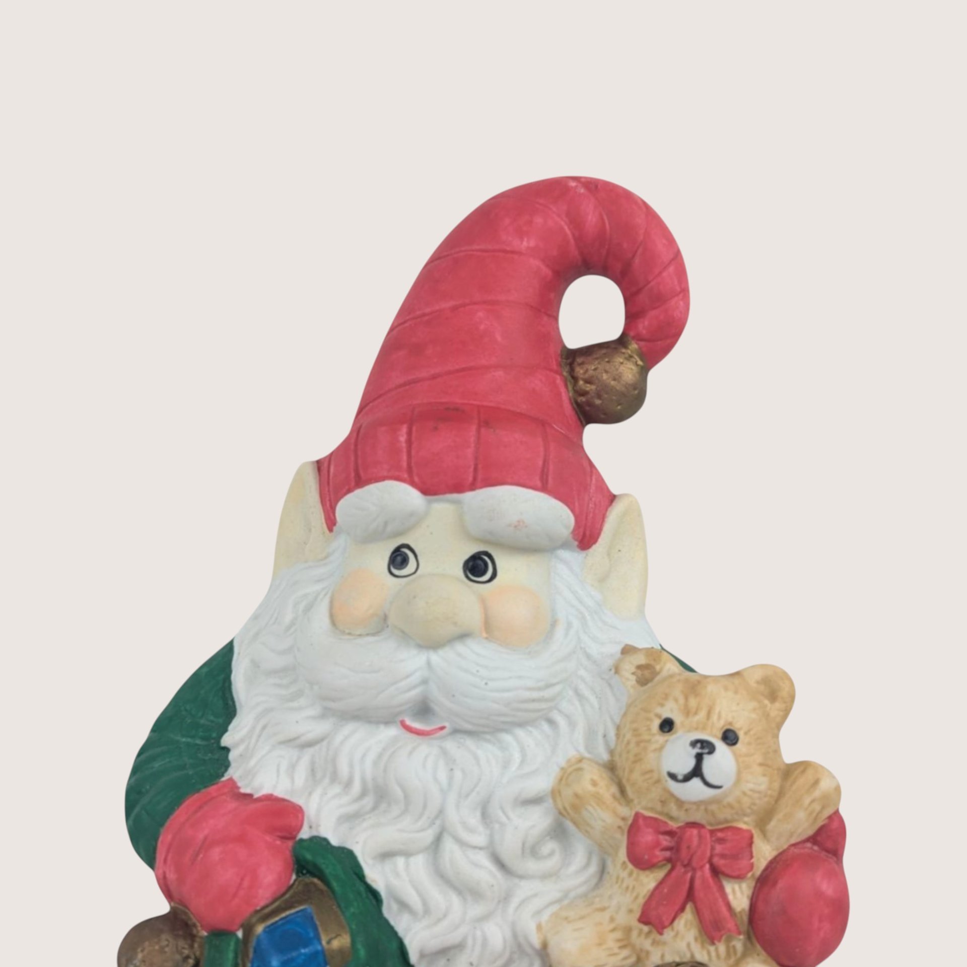 1970s Vintage Ceramic Santa Elf Music Box