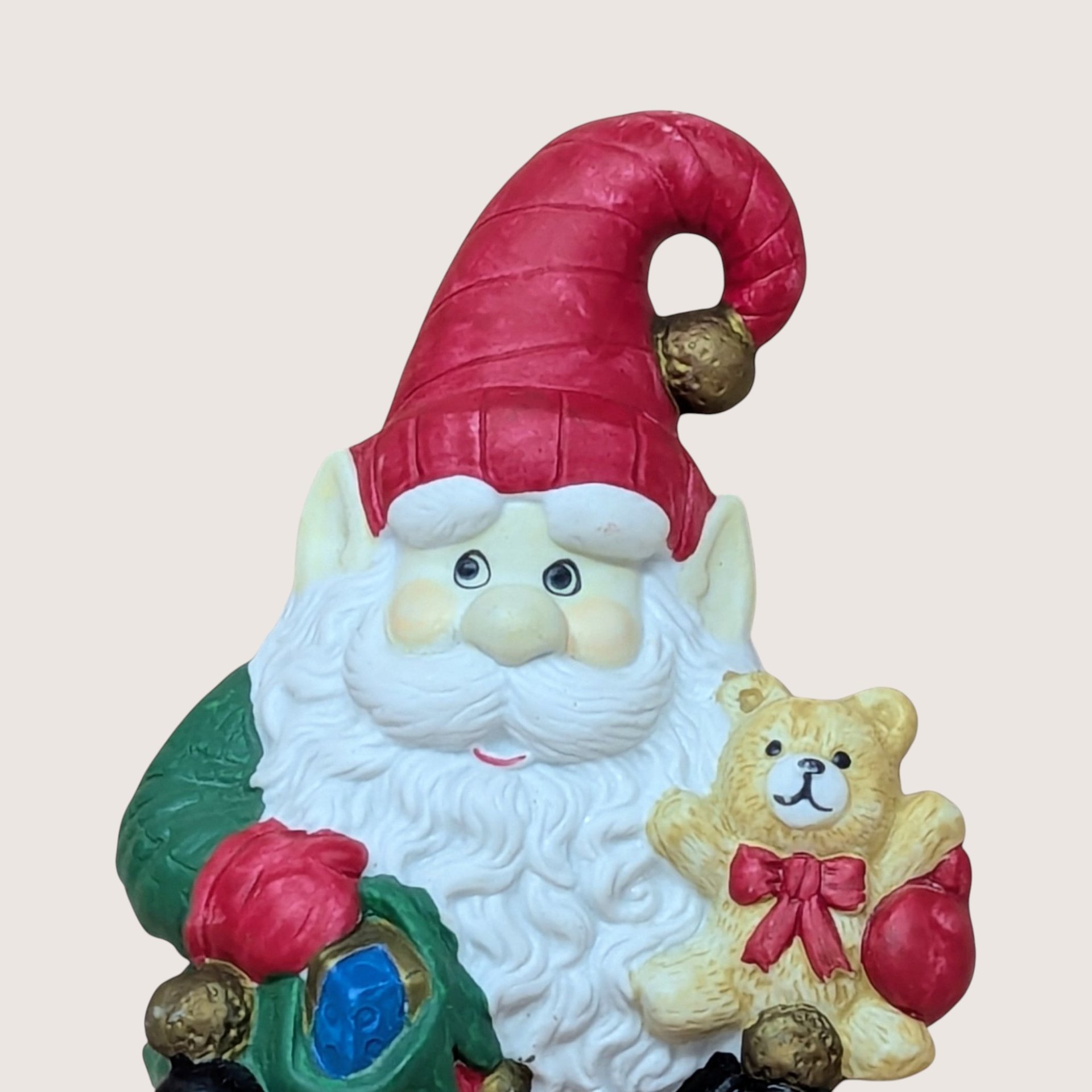 Vintage Ceramic Santa Elf Music Box